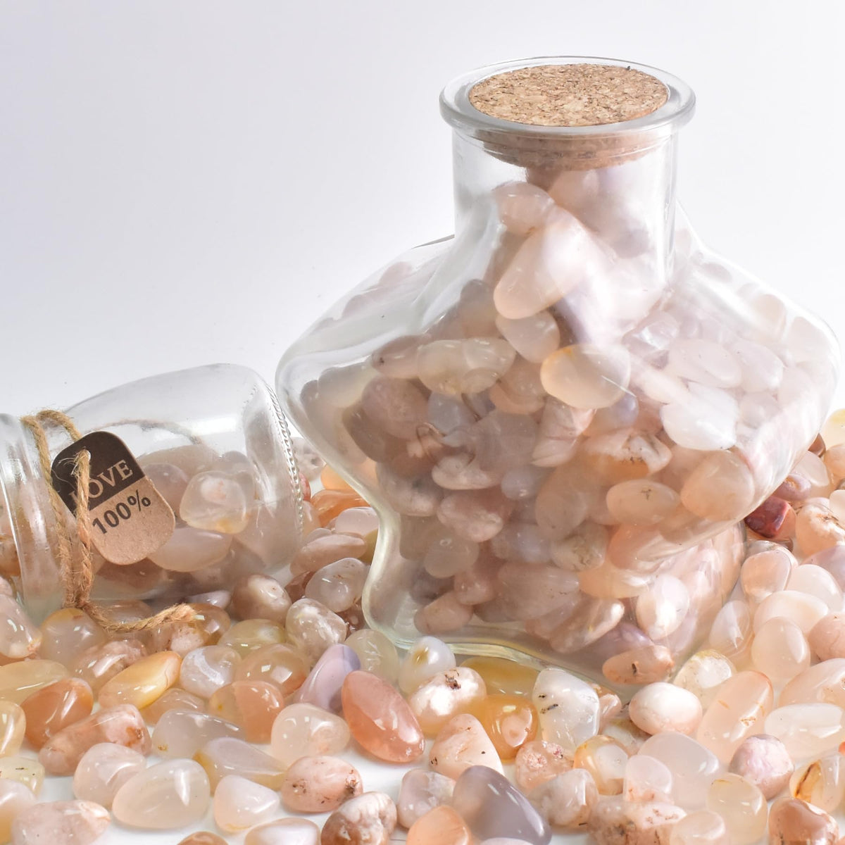 SigMntun Polished Sakura Agate Crystals - 72 Pcs, 0.5" 10 oz Handpicked Natural Tumbled Gemstones Rocks, Pebbles for Reiki, Chakra, Healing Home Decor