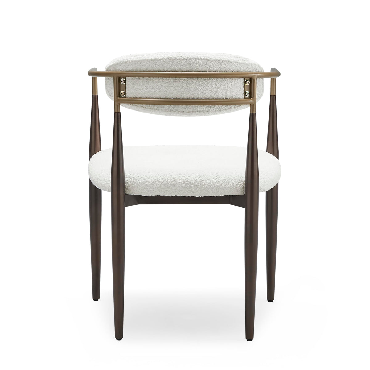 Christopher Knight Home Set of 2 Jetson Modern Curved Open Backrest Fabric Upholstered Dining Chairs, Side Chair for Dining Room/Kitchen, Iron Toothpick Frame, Golden Amrest, White Beige+Gold