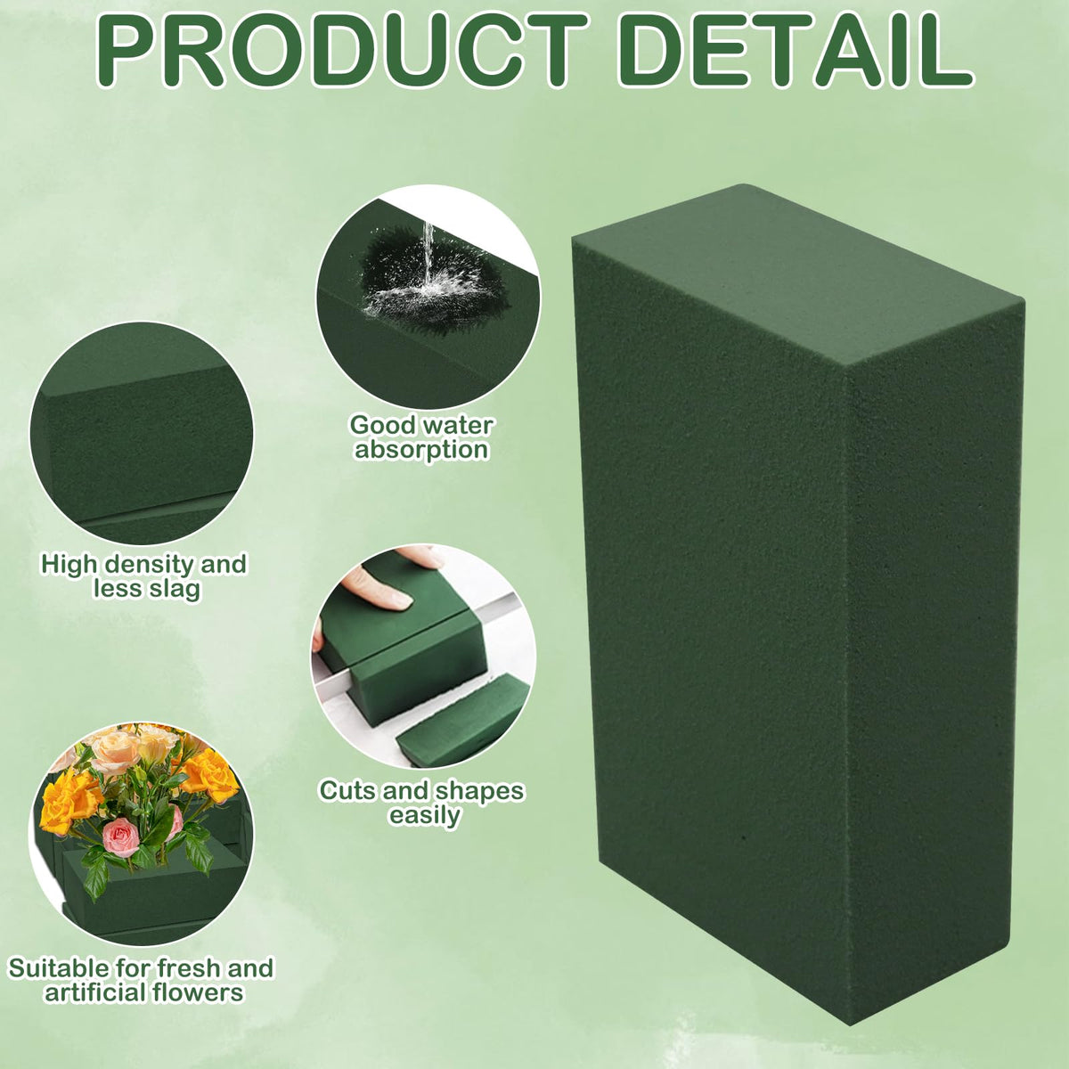 CANIPHA 30Pieces Floral Foam Blocks, Green Floral Foam for Flower Arrangements, Flower Foam Blocks Florist Foam Dry Foam Plant Foam Wet Foam for Artificial Flowers, (5.5 X 3.2 X 1.8 Inches)