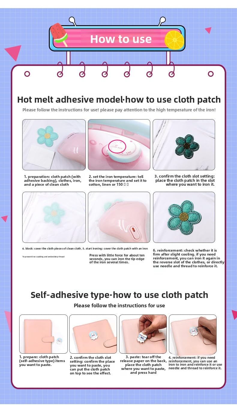 15 Bright Colors Embroidered Patches for Sewing/Ironing on Clothing, Dress, Hat, Jeans and DIY Accessories