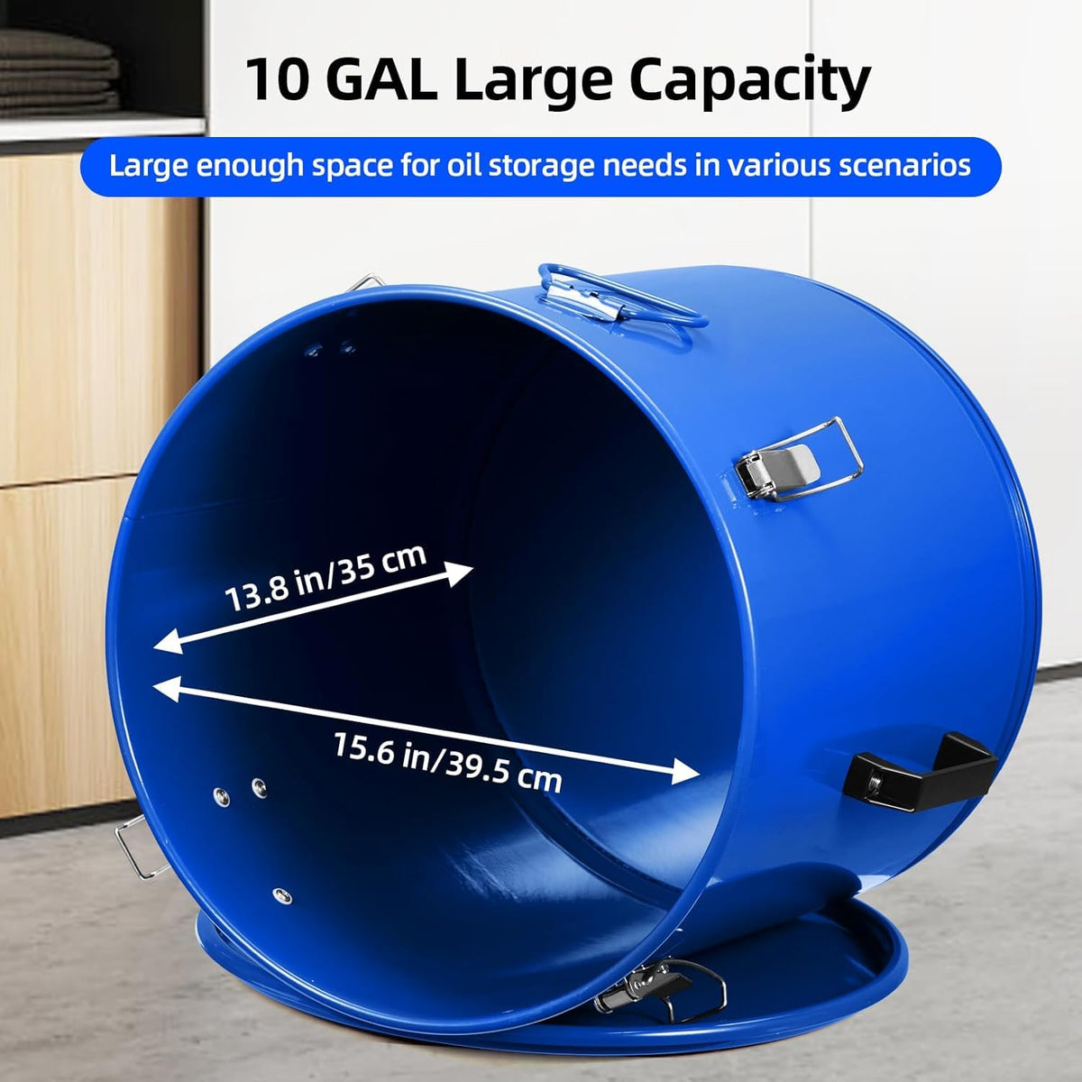 Fryer Grease Bucket, 10 Gal Oil Disposal Caddy, Carbon Steel with Rust-Proof Coating, Oil Transport Container with Lid, Lock Clips, Filter Bag for Hot Cooking Oil Filtering