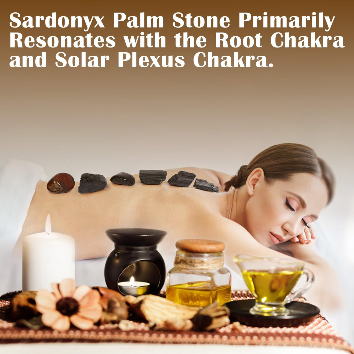 Orientrea Sardonyx Stone-4 Pcs Sardonyx Agate Palm Stone Pocket Energy Stone, Smooth Healing Crystal and Worry Stones