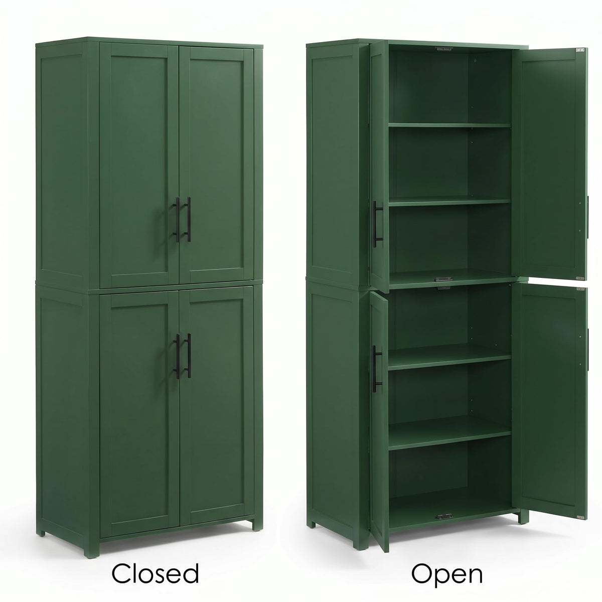 Casaphoria Kitchen Pantry Cabinet, 67" Tall Freestanding Kitchen Cabinet with 4 Adjustable Shelves, 28" W Storage Cabinet for Kitchen Pantry Organization (Green, Single)