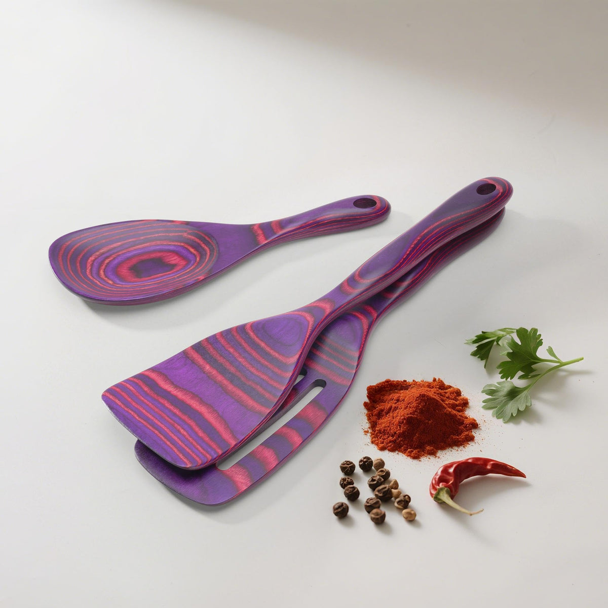 Cokka Praca 7 PCS Pakkawood Kitchen Utensils | Kitchen Cooking Utensil Set | Pakkawood Utensils | Non-Stick Wooden Spoons | Wooden Spoons for Cooking | Byzantium
