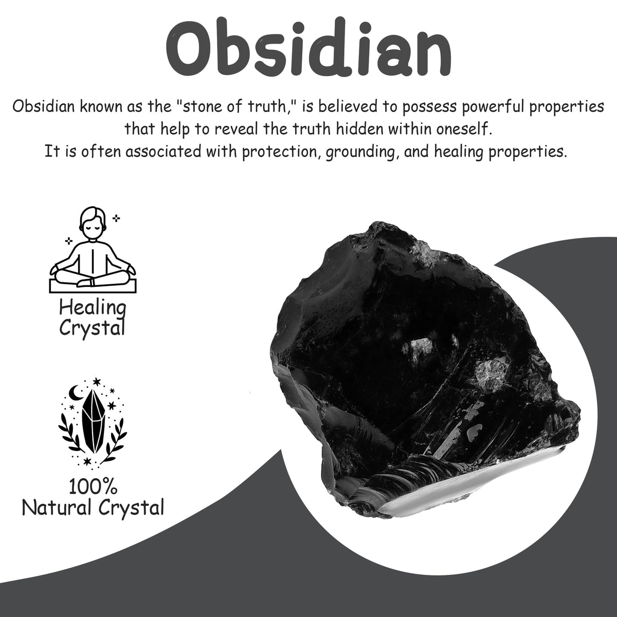 QINJIEJIE 2PCS Black Obsidian Raw Crystals 1.8-2.2" Natural Healing Stones Rough Crystal Rocks for Tumbling Cabbing Polishing Fountain Rocks Handmade DIY Decoration Gifts