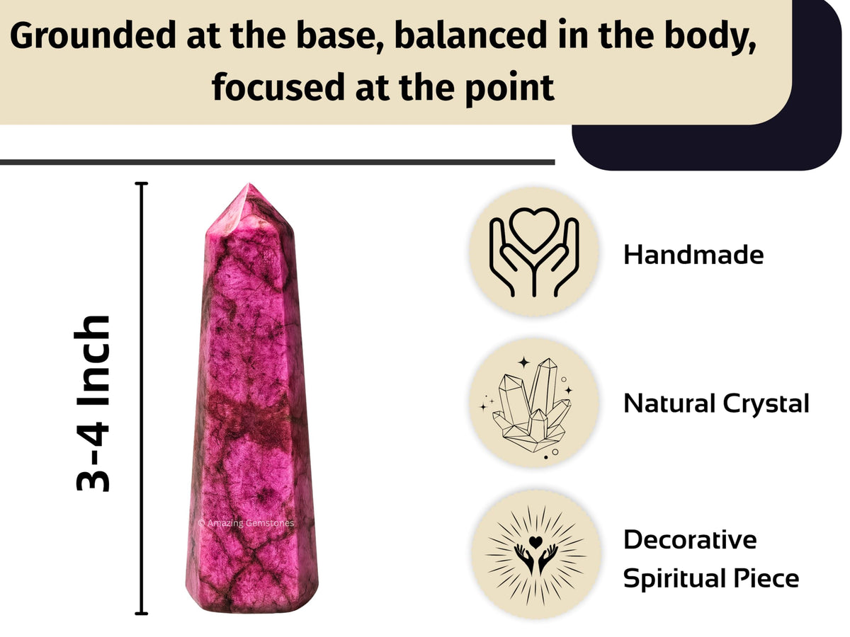Amazing Gemstone Cobalt Calcite Crystal Towers - Natural Healing Crystal Point Obelisk for Reiki Healing and Crystal Grid (3" to 4" INCH)