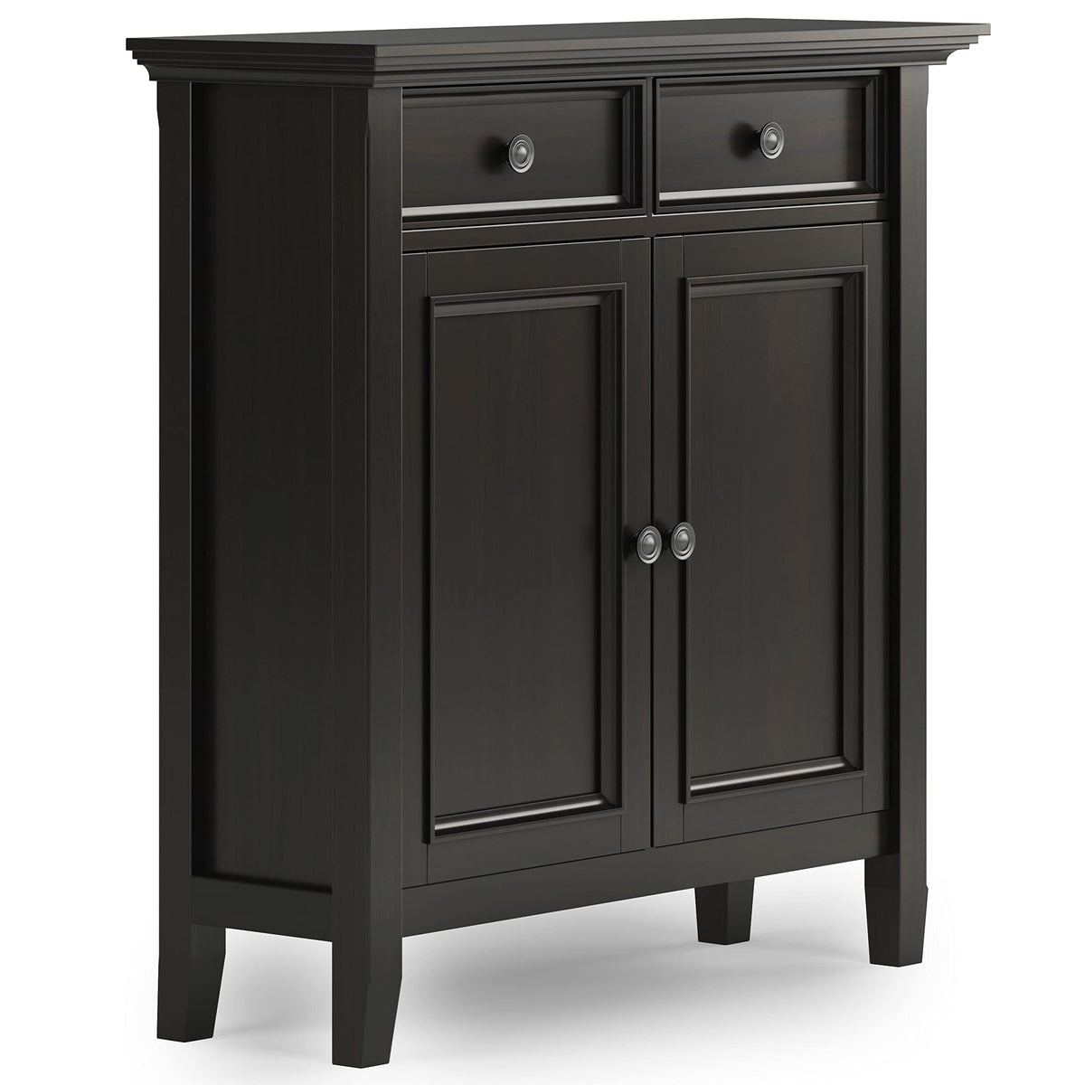 SIMPLIHOME Amherst Solid Wood 36 inch Wide Small Storage Bench and 36 inch Wide Storage Cabinet in Hickory Brown for the Living Room, Entryway, and Family Room, Transitional Style