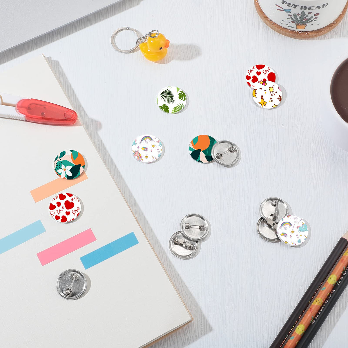 1500 Piece 25 mm/1 Inch Button Making Supplies Kit - Round Badge Blank Button Pins, Metal Parts, Including Cover and Clear Film