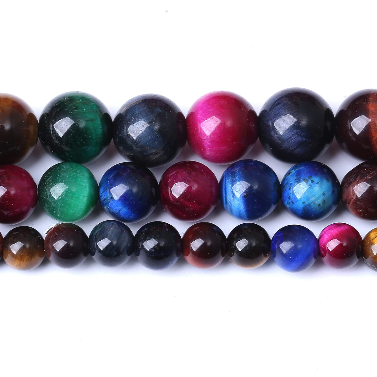 32PCS 12MM AAA Colorful Tiger Eye Stone Beads Natural Gemstone Bead Crystal Healing Energy Jewelry Making DIY 15 inches