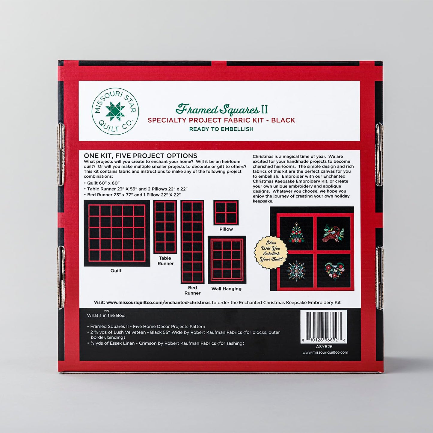 Missouri Star Framed Squares Specialty Black Fabric Kit – Precut Quilting Fabric for Patchwork, Sewing & Quilt Projects