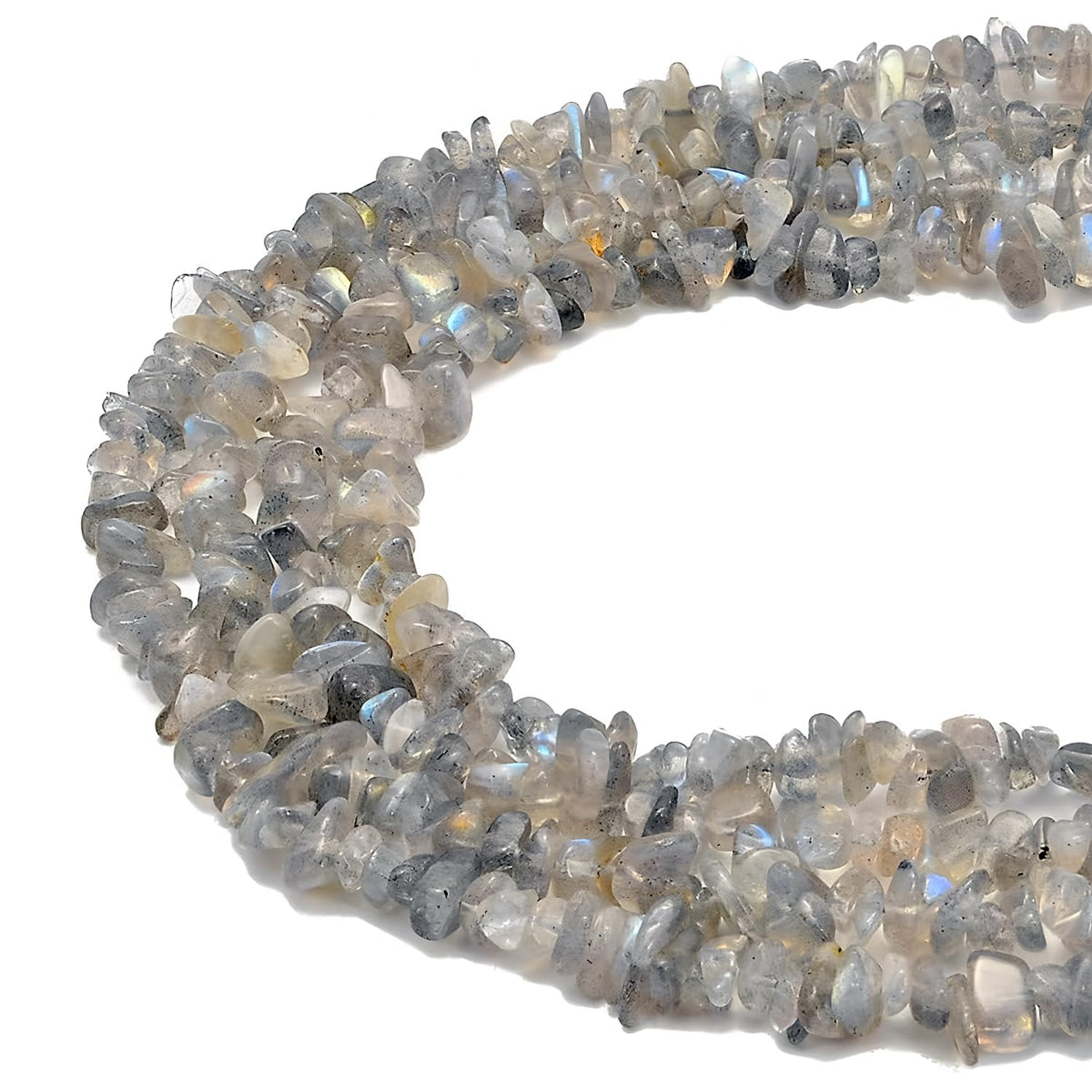 HAAMIIQII 5-8mm Natural Labradorite Chips Irregular Chip Stones Loose Gemstone Energy Healing Beads for Jewelry Making Strand 30 Inch