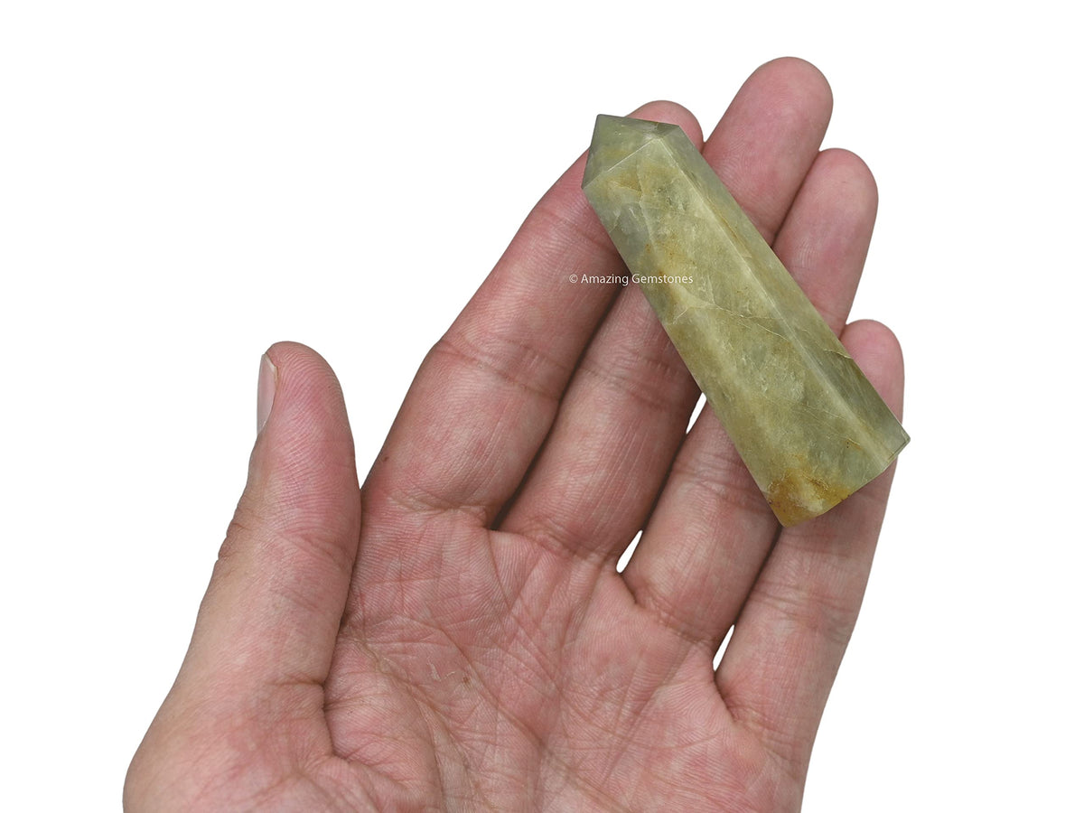 Amazing Gemstone Yellow Aquamarine Crystal Towers - Natural Healing Crystal Point Obelisk for Reiki Healing and Crystal Grid (2" to 3" Inch)