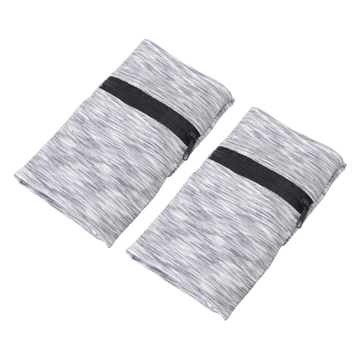 PATIKIL 6"x 4" Wrist Pouch, 2 Pcs Wrist Wallet Sports Wristband Wallet with Zipper Pocket for Running Jogging Hiking Cycling Yoga, Light Gray