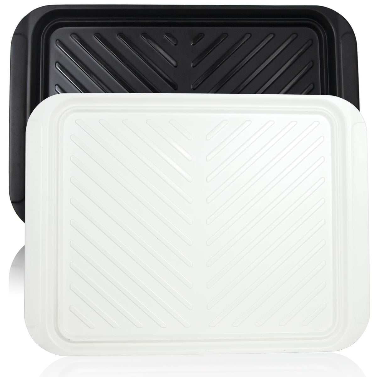 ECOIOU Extra Large Grilling Prep and Serve Trays, 17.3x13 inch BBQ Tray for Raw and Cooked Food, Melamine Serving Trays for Food, Set of 2, Black and White