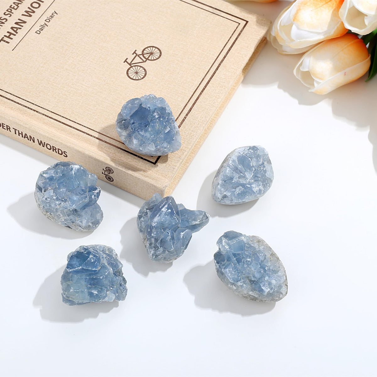 ZHIYUXI Celestite Crystals Aquamarine Stone Rocks Gems Blue Crystal Gemstones Cluster Geodes Raw Crystals Aquamarine Crystals Natural Rock Gem Stones Collection Reiki Geode Energy Balance 1pc 50-70g