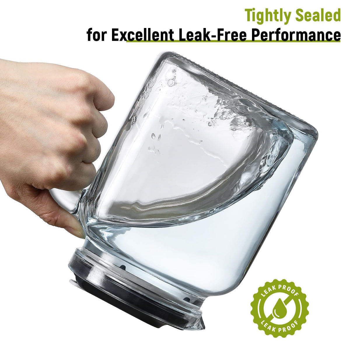 68 Oz Seal Pitcher With Lid and Spout, Large Iced Tea Pitcher for Fridge, Wide Mouth Glass Jar Container for Homemade Juice & Iced Tea, Iced Coffee, and Drinks