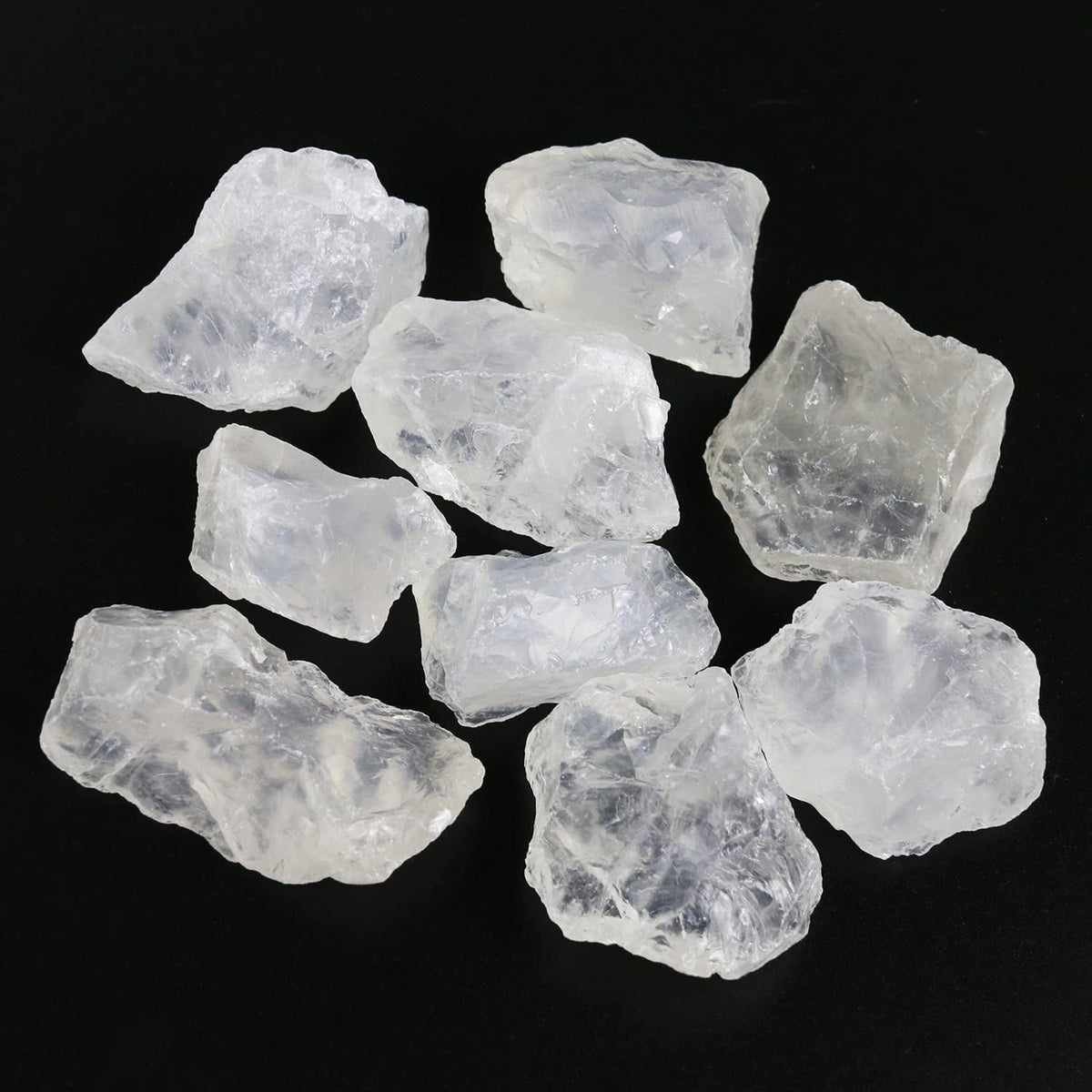 Nvzi Clear Quartz Crystal Bulk, Raw White Quartz Crystal Stones for Wicca, Reiki, and Energy Healing Crystals, Witchcraft Supplies, Rocks for Tumbling, Calcite Crystal, Hypnotic Gems(1 Lb)