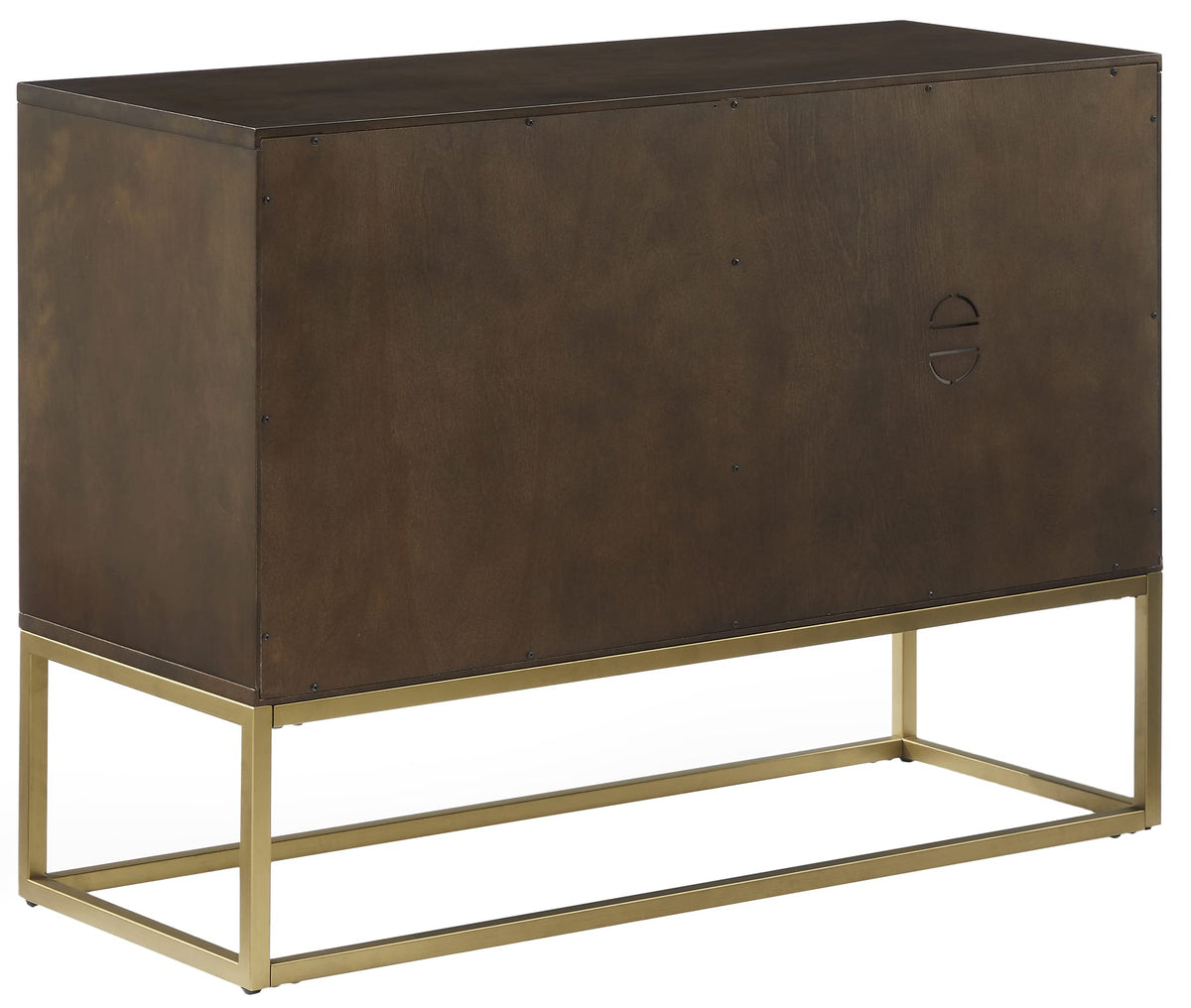 Crosley Furniture Byron Media Console and Record Player Stand with Storage for Vinyl Records, Dark Brown/Gold