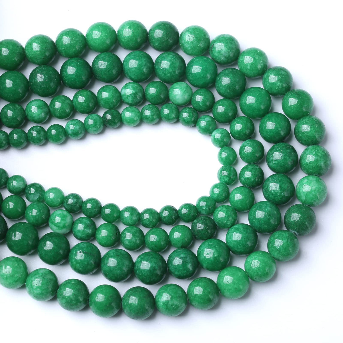 10mm 38pcs Natural Green Cloud Jades Beads Round Loose Gemstone Crystal Energy Healing Power Stone Beads for Jewelry Making DIY Bracelet (10mm, Green Cloud Jades)