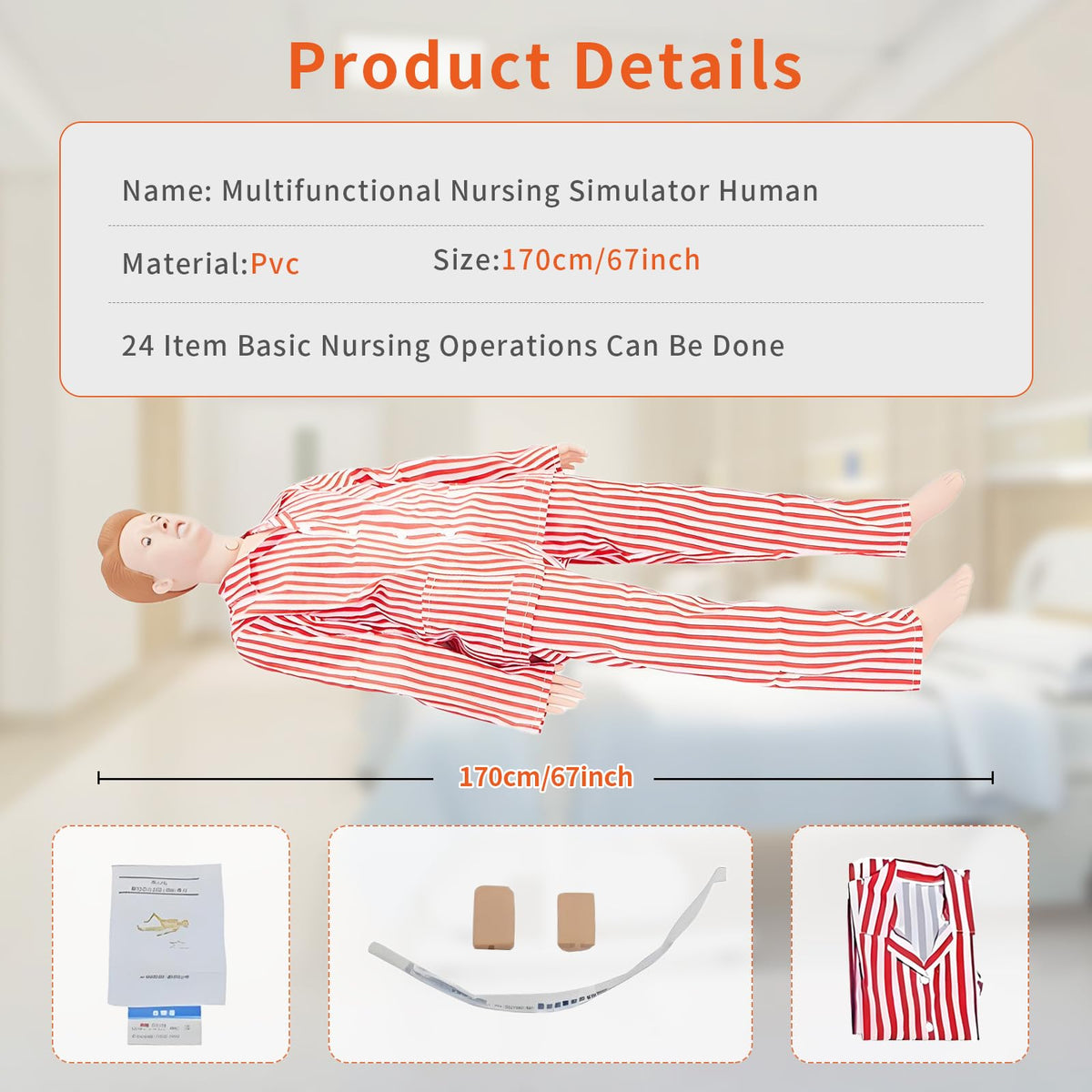 SKUWGW Adult Female Full-Body Anatomical Model, 67in Nursing Training Mannequin for Clinical Skills Training & Patient Care Education - Nursing School Supplies