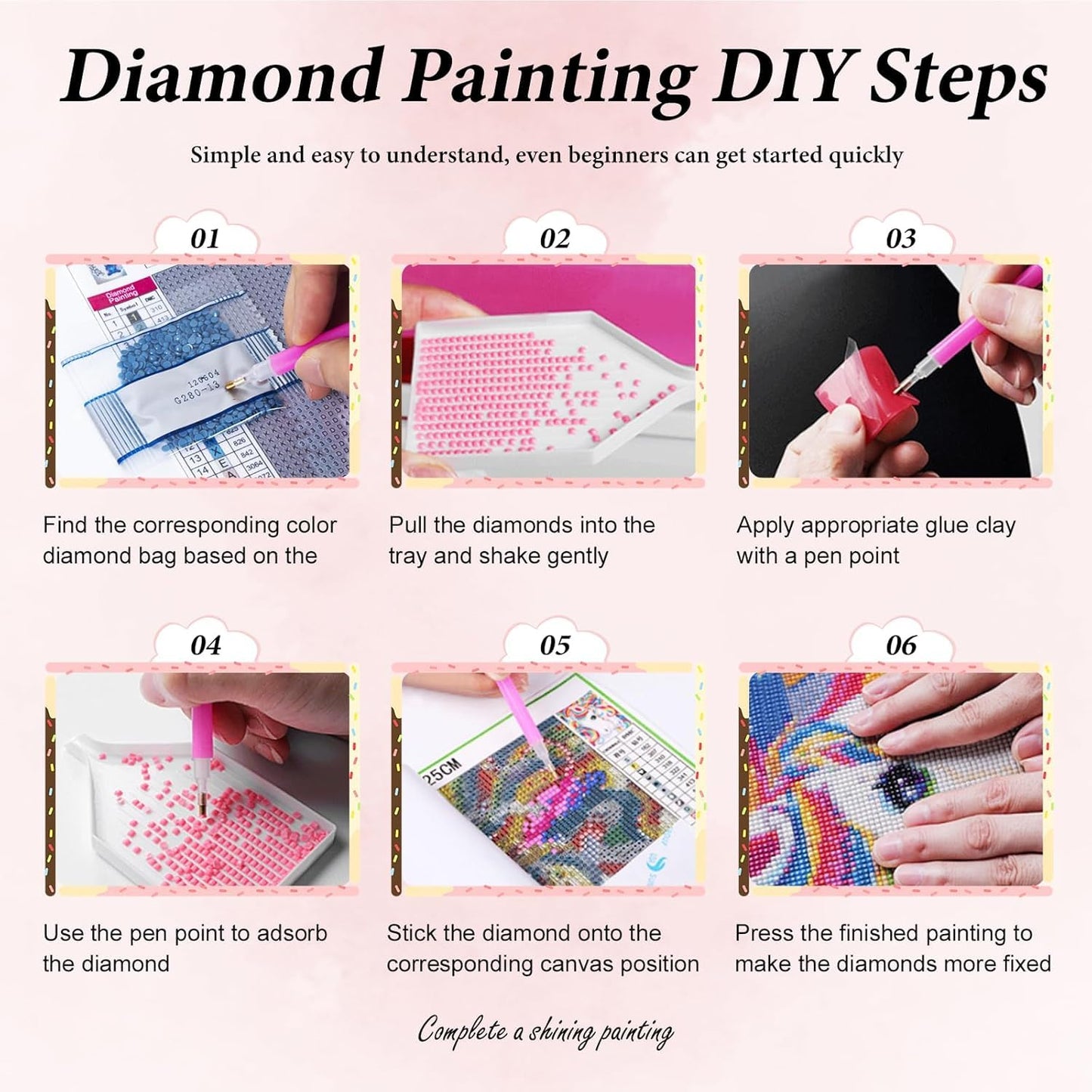 EIBEILI 3 Pack Cross Diamond Art Kits for Adults - 5D Diamond Paintings for Beginner,DIY Flowers Round Full Drill Dots Pictures Gem Art Painting Kits for Home Wall Decor 12x16inch