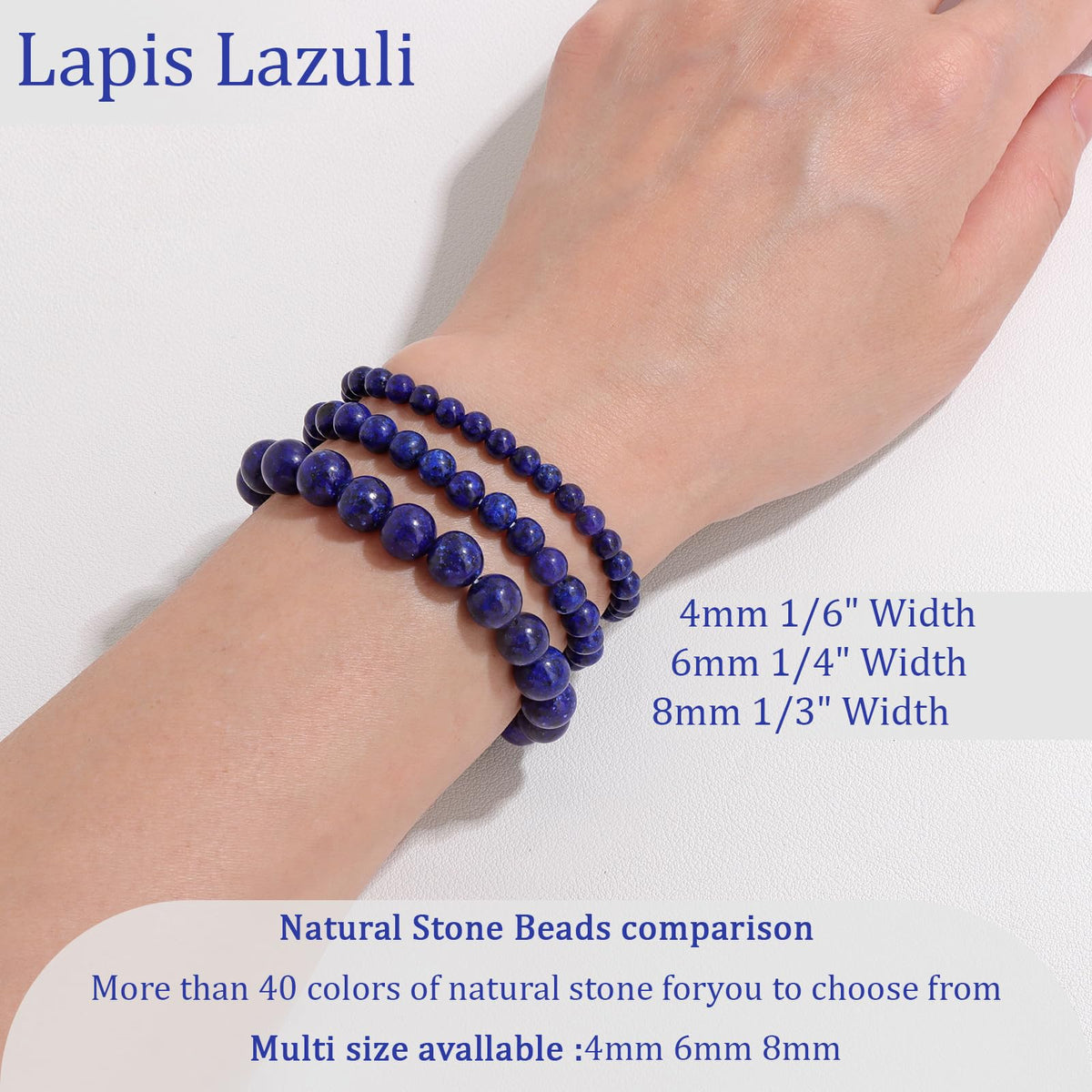 Vinswet Healing Crystal Bracelets for Women Men 8mm Lapis Lazuli Natural Stone Beaded Stretch Bracelet Handmade Gemstone Reiki Spiritual Jewelry Gifts