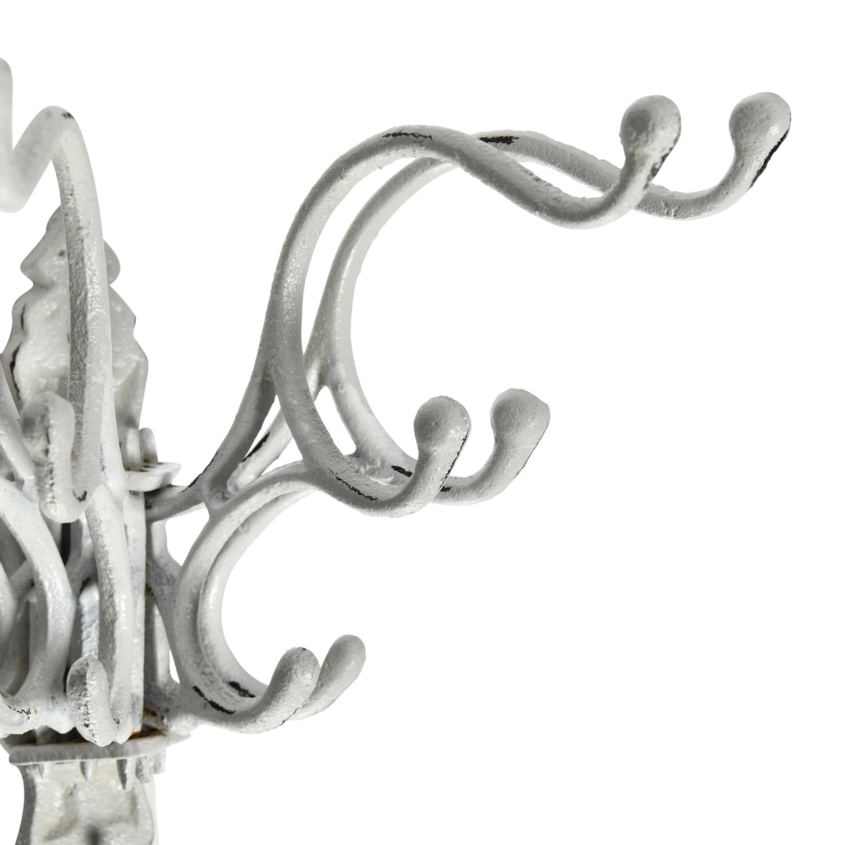 Creative Co-Op Antique Decorative Cast Iron Multi Hook Wall Hanger with 15 Hooks, Distressed White