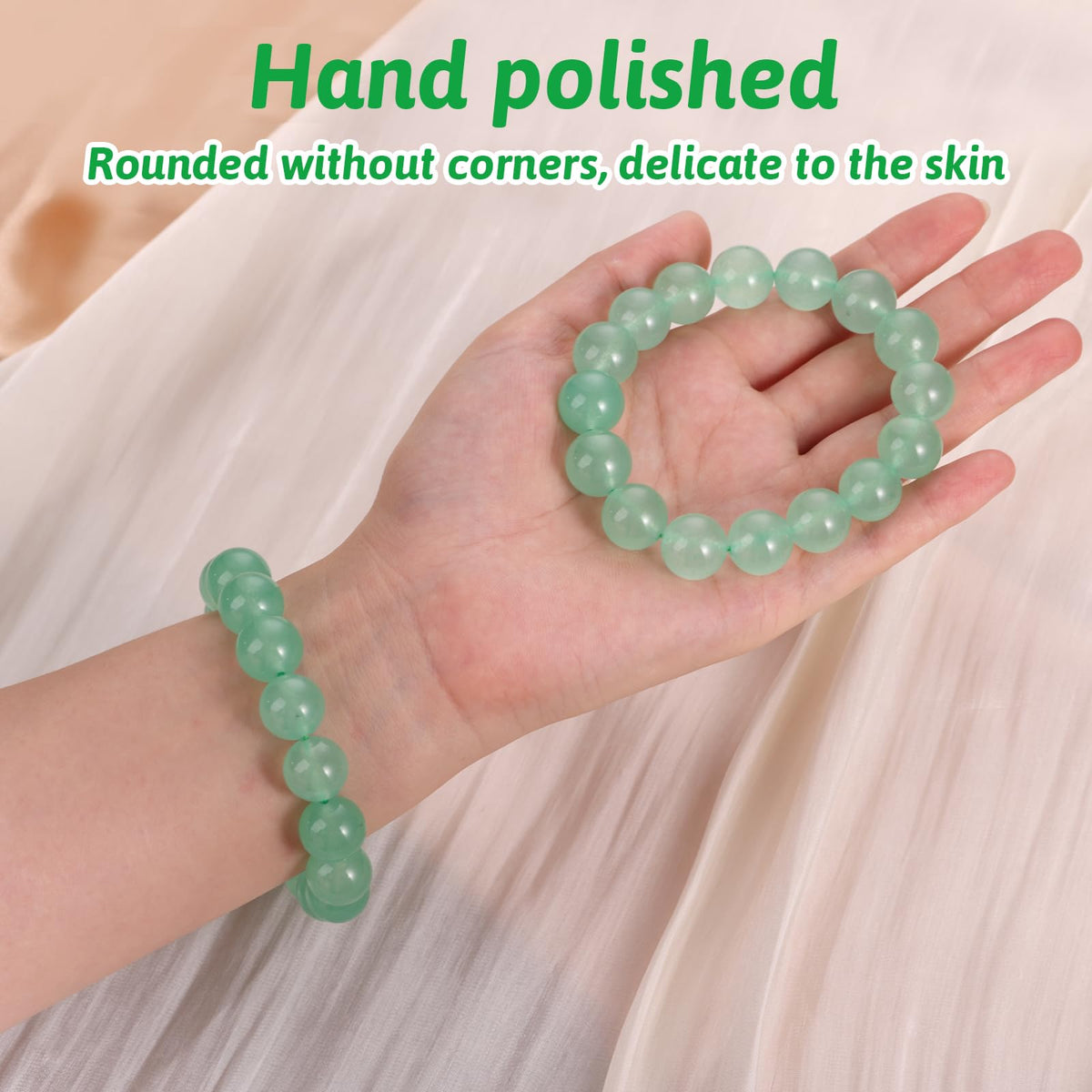 Handmade Natural Jade Beaded Bracelet for Women & Men – Genuine Green/White Jade Gemstone Stretch Bracelet – Lucky Energy Healing Jewelry Gift for Peace, Prosperity & Protection LG
