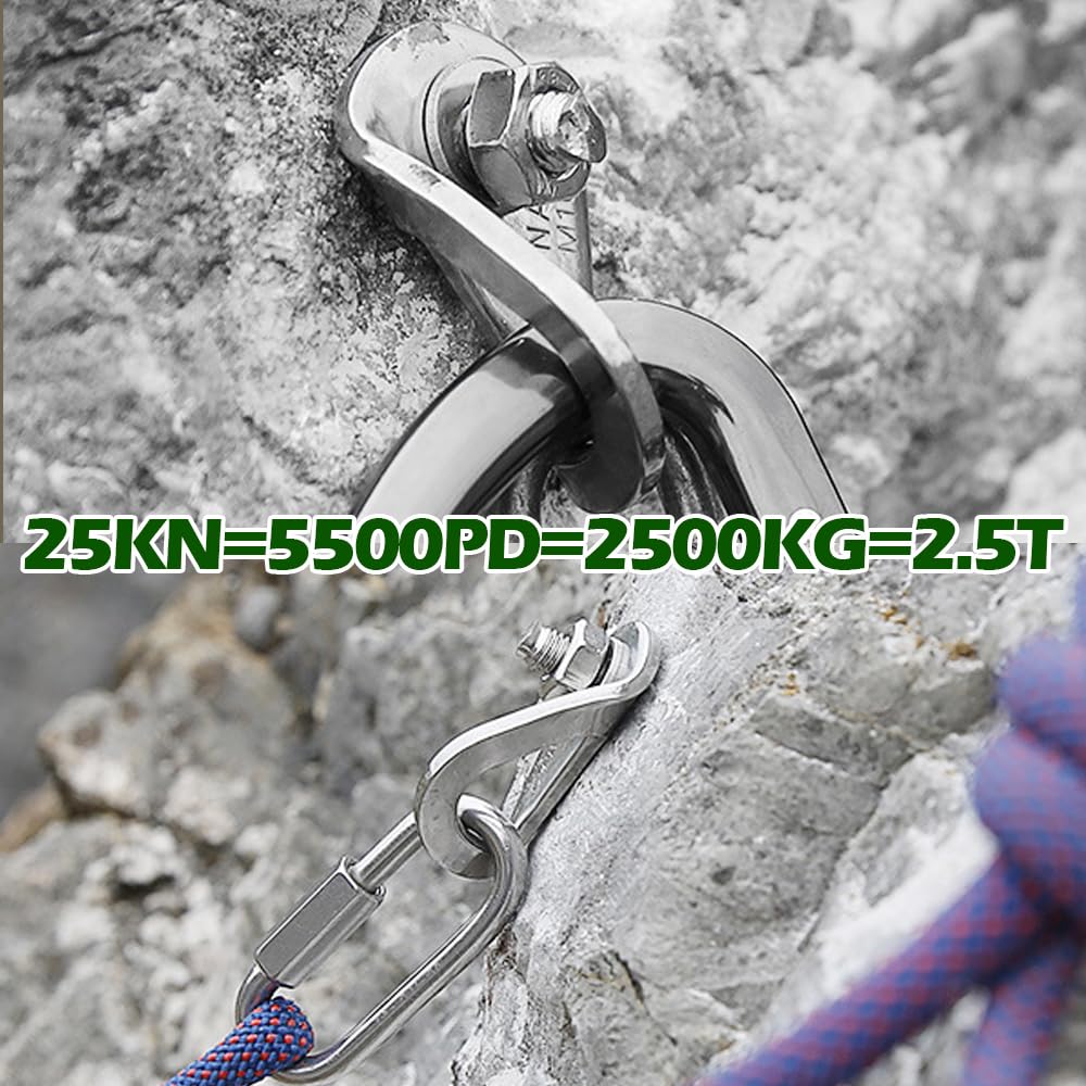YERGOFE Climbing Holds Anchor Set - 3PCS - 10MM Bolt/25KN - Stainless Steel Bolt Hanger and Bolt Heavy Duty Climbing Holds Weight 2500KG for Indoor Outdoor Climb Train, High Worker, Mountaineering
