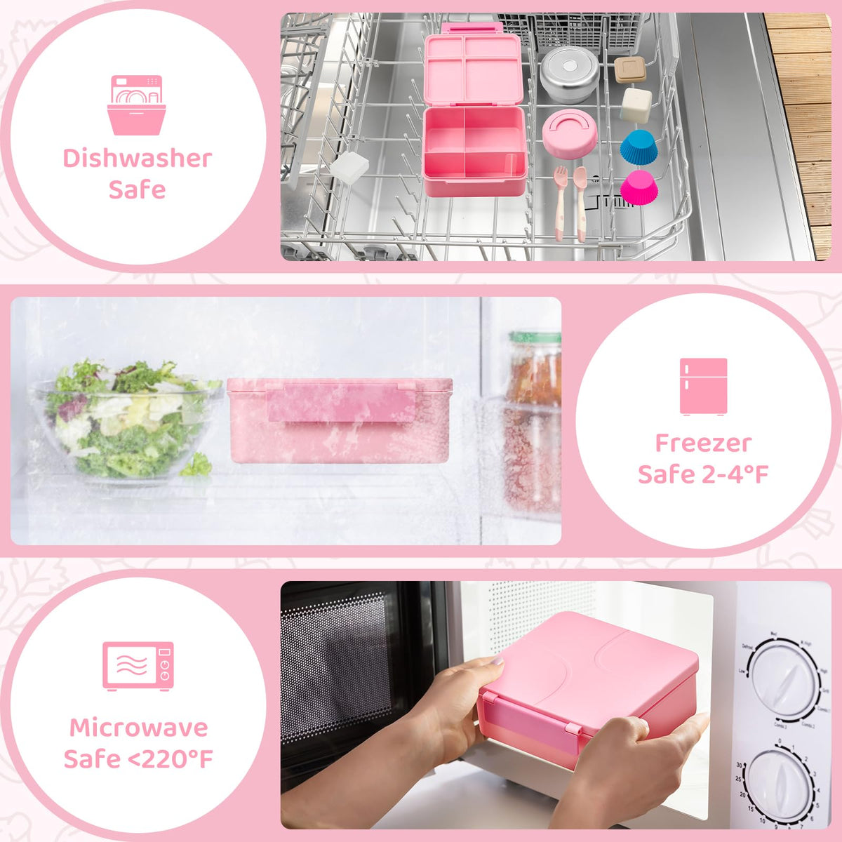 JSLOVE Bento Lunch Box with Leak Proof Thermos Food Jar for Kids, Food Lunch Containers for Girls with 4 Compartments, BPA-Free with Utensils, Food Picks, Sauce Jar & Silicone Lunch Box Dividers