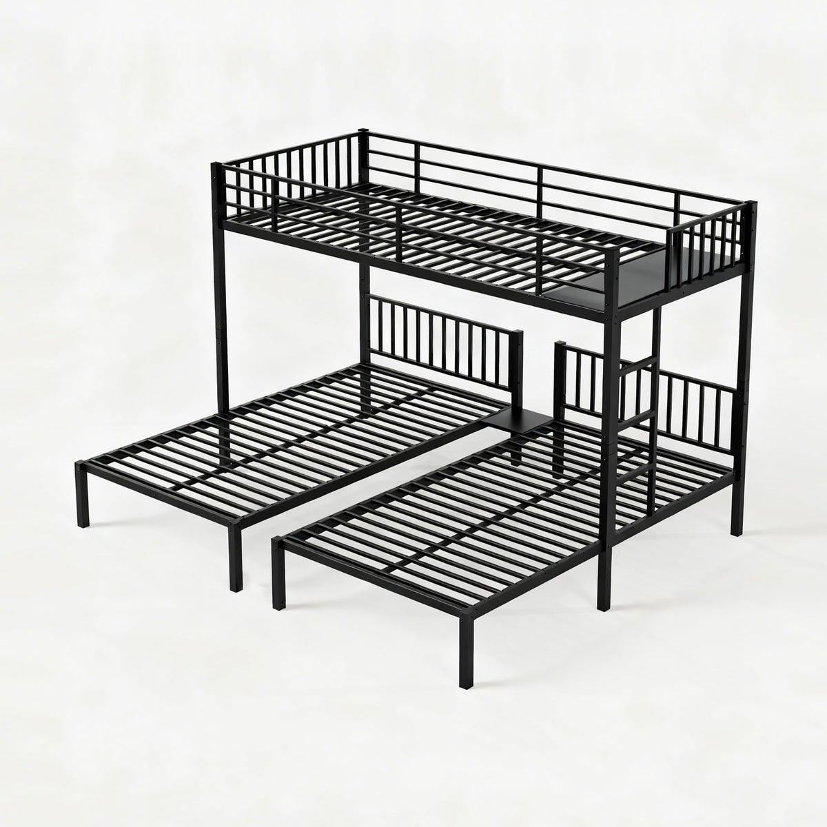 Bellemave Twin Triple Bunk Bed for Kids, Teens,Adults, Metal Twin XL Bunk Beds for 3, 3 bunk Bed for 3 Kids, Adults（Heavy Metal, Black）