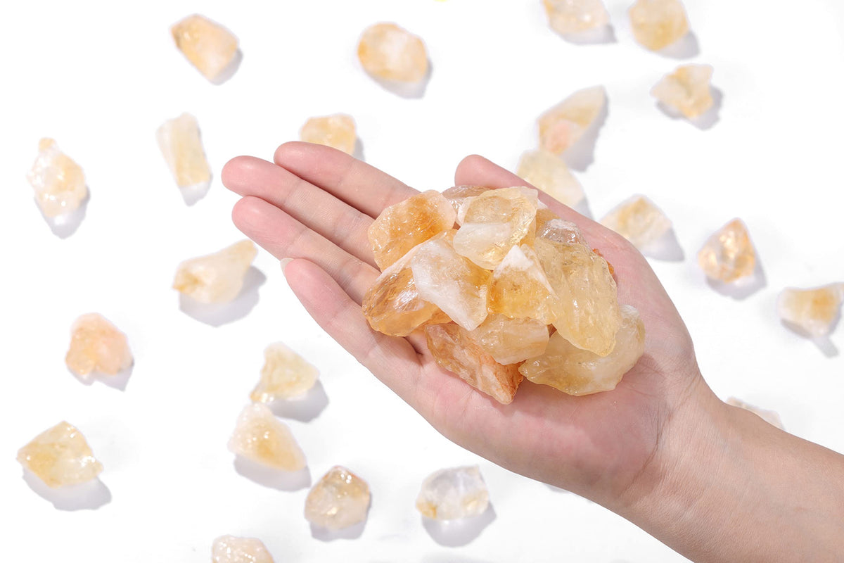 Jovivi Bulk Natural Citrine Healing Crystals Rough Stone Large 1" Raw Rock Crystals for Tumbling, Cabbing, Decoration, Wire Wrapping, Wicca & Reiki - 0.5 lb