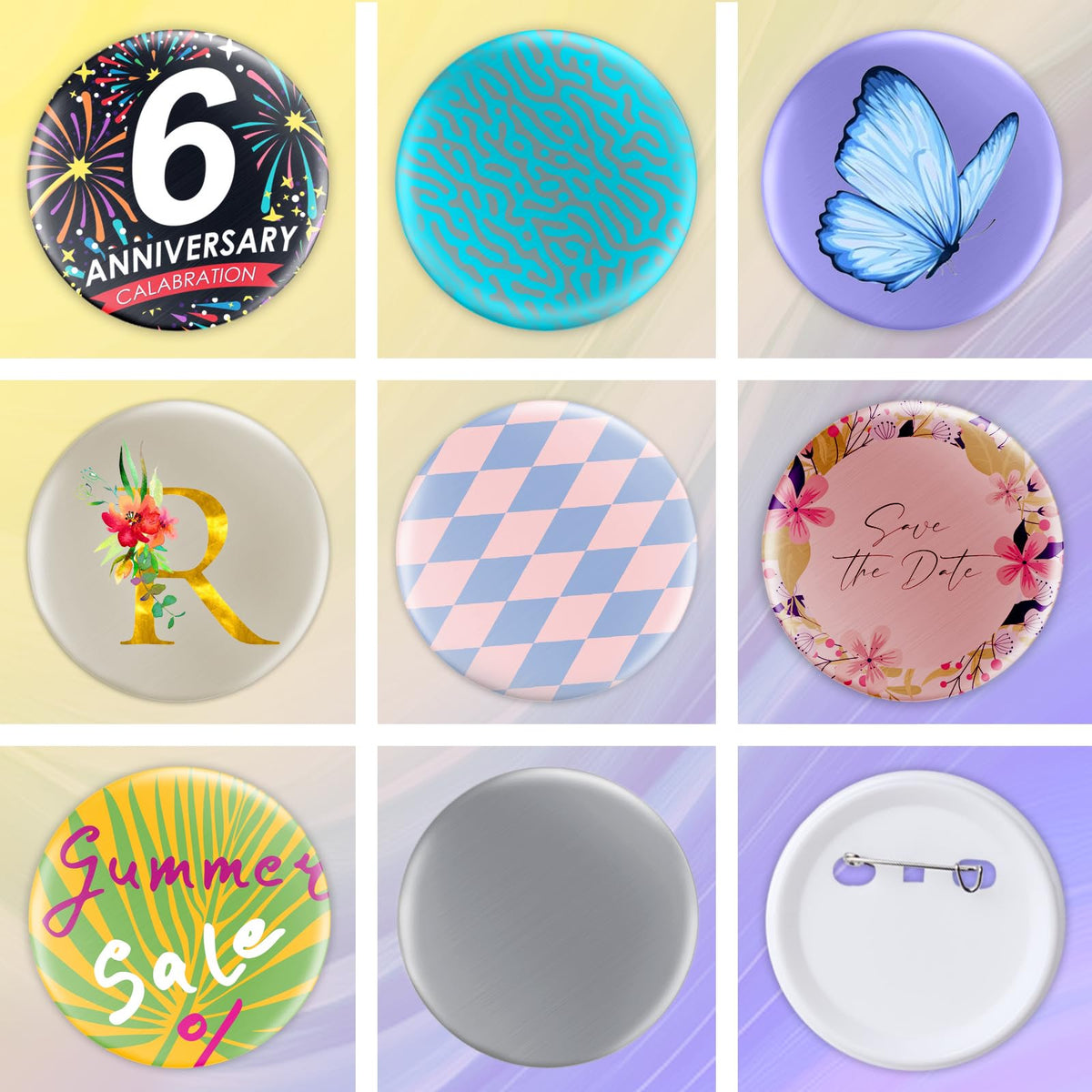200 Sets 2.25 inch / 58mm Button Maker Supplies, Buttons Supplies for Custom Buttons & Badges, Metal Covers, Plastic Backs& Clear Film for Button Maker Machine, Badge Button Press