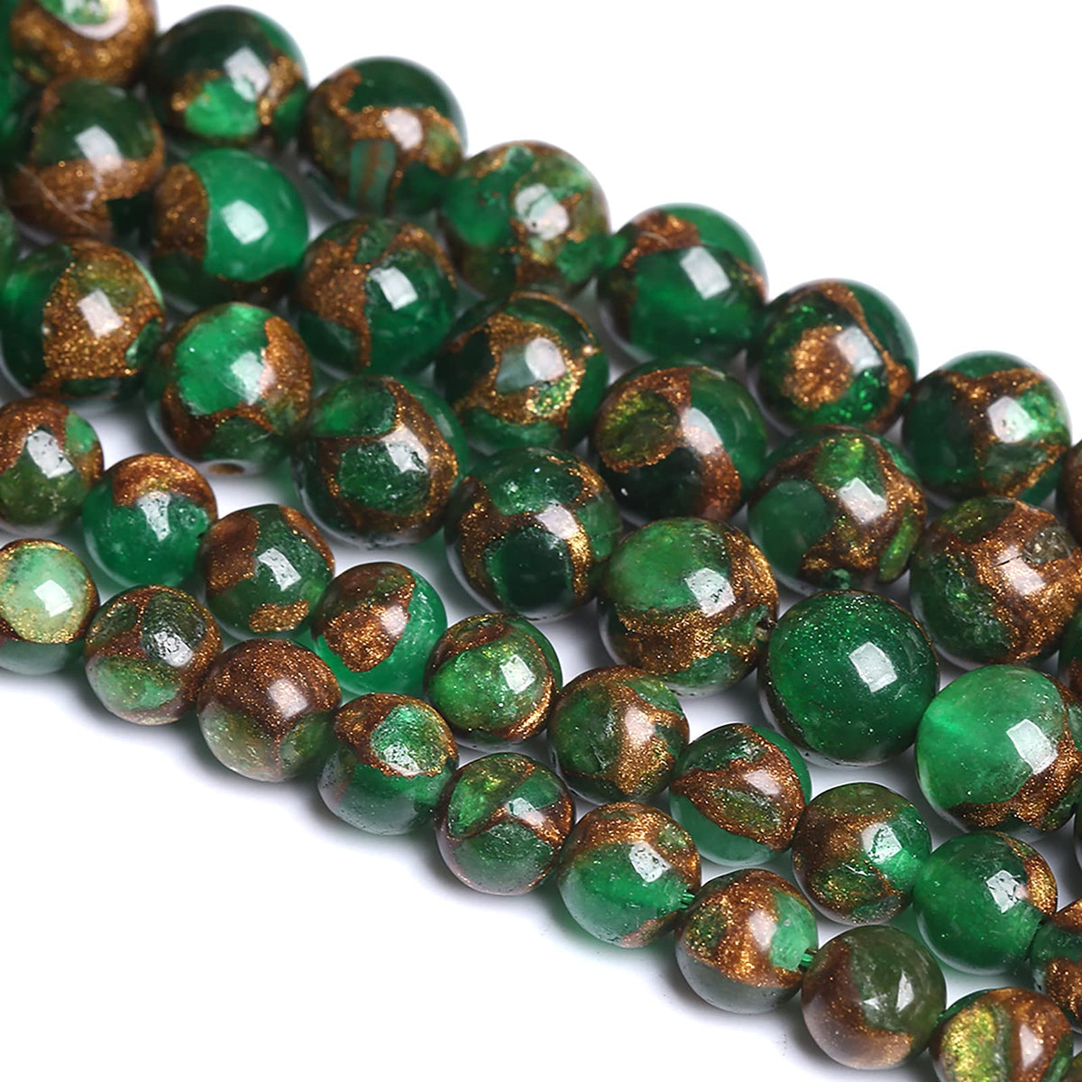 6MM 60PCS Green Cloisonne Craft Loose Round Beads for Jewelry Making DIY Bracelet