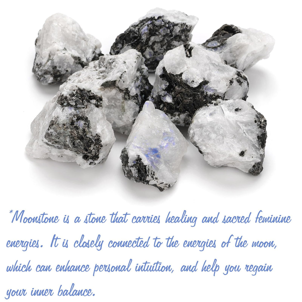 GolbalJew Moonstone Natural Raw Crystals 2PCS Healing Crystal Stones 1.2-2.0” Reiki Healing Gemstones for Meditation Chakra Balance Home Decor