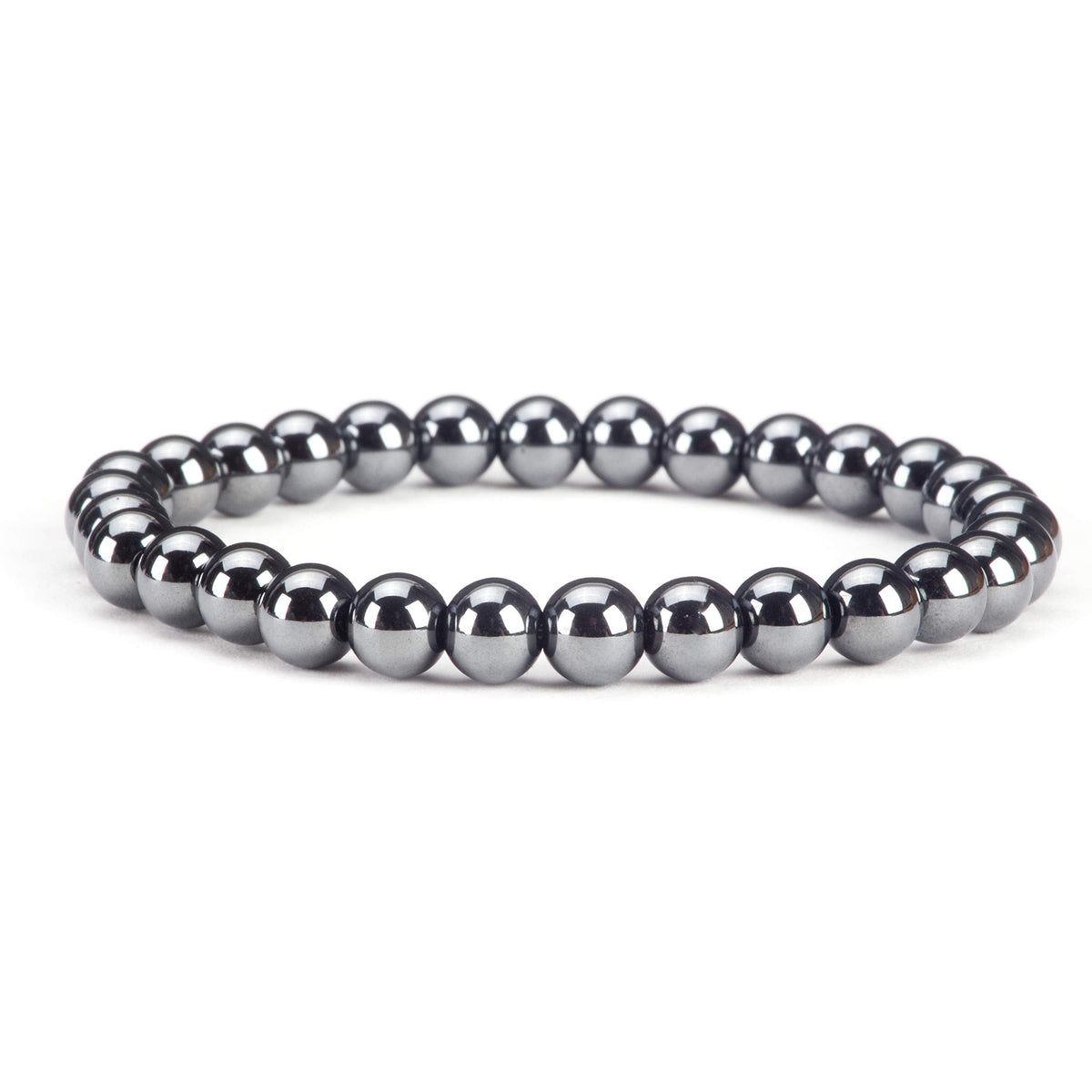 Cherry Tree Collection - Small, Medium, Large Sizes - Gemstone Beaded Bracelets For Women and Men - 6mm Round Beads (Hematite - Medium)