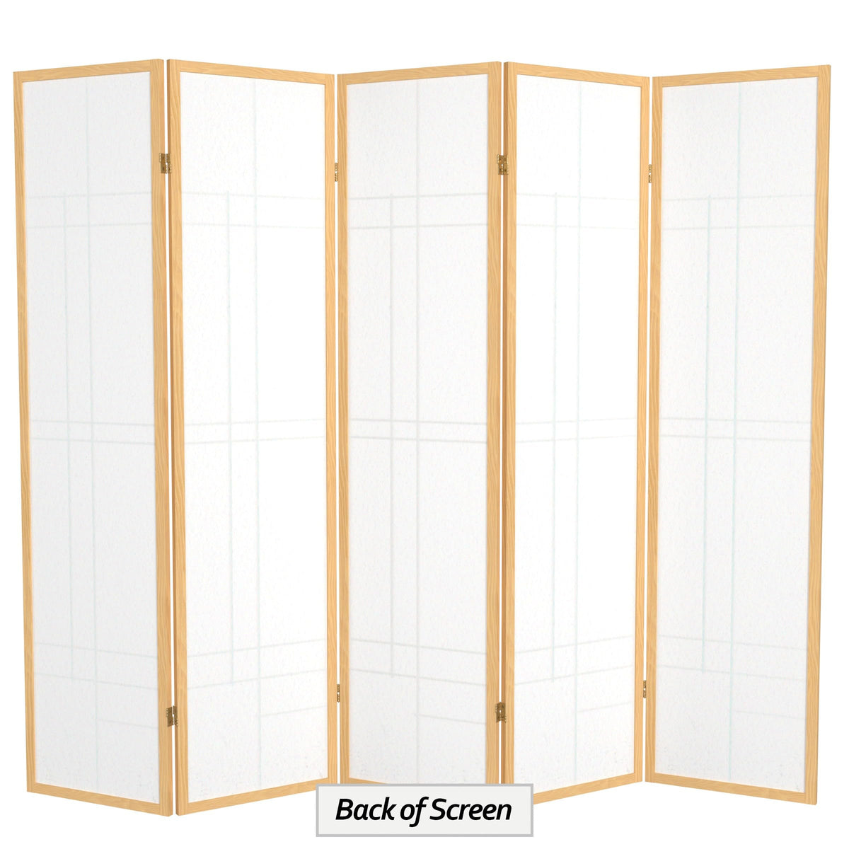 Red Lantern 6 ft. Tall Eudes Shoji Screen - Natural - 5 Panels
