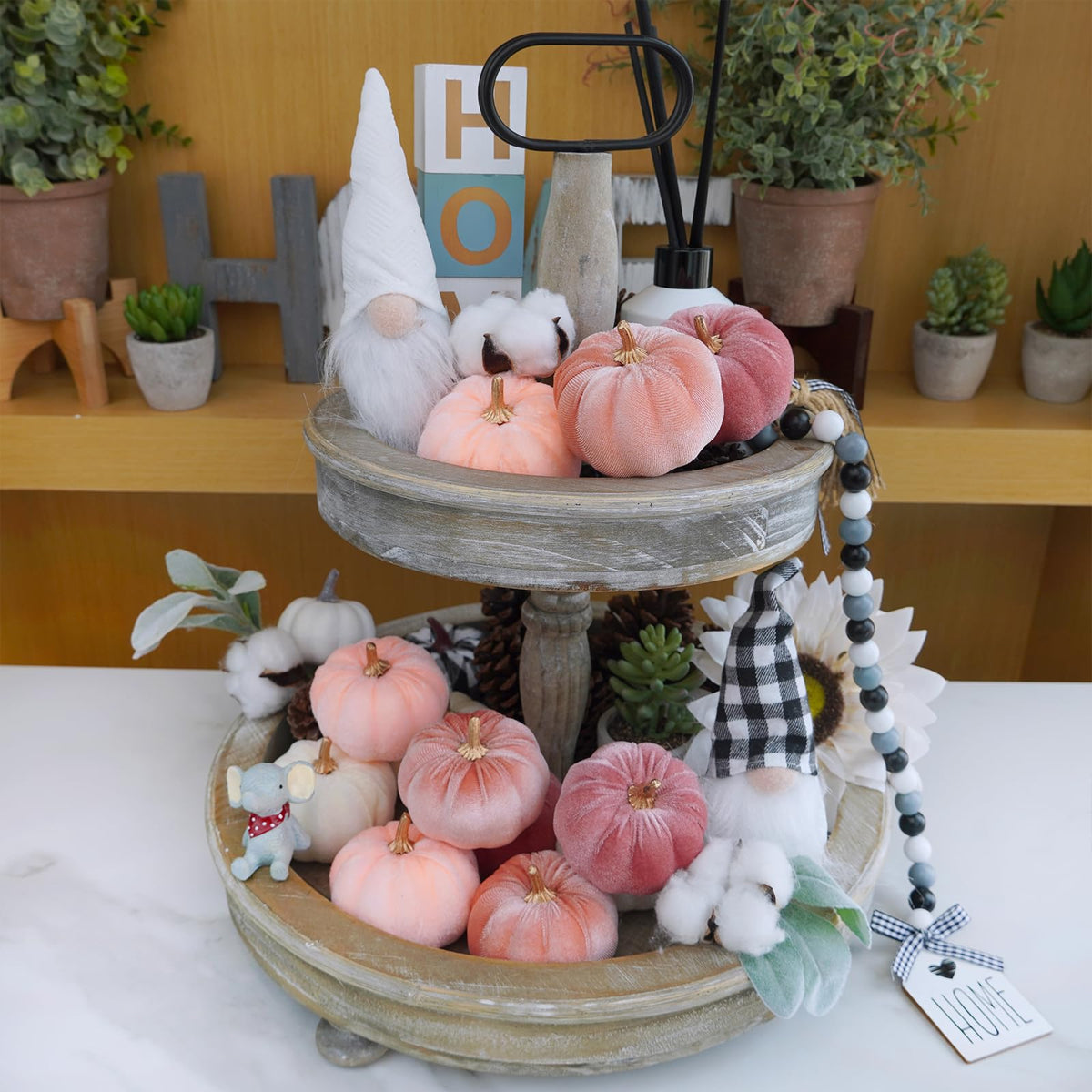 Winlyn 12 Pcs Small Rustic Faux Velvet Pumpkins Decorative Blush Coral Pink Peach Ivory Fabric Foam Pumpkins 3" for Fall Wedding Bbay Shower Thanksgiving Halloween Table Centerpiece Décor