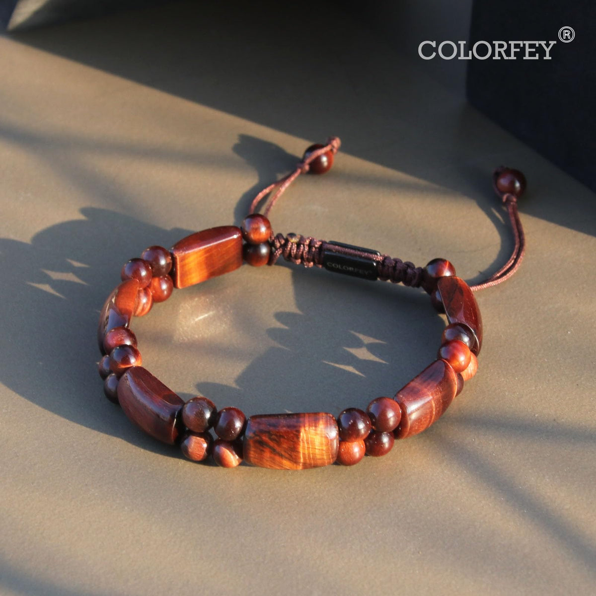 COLORFEY Mens Bracelet Beaded Tiger Eye Bracelets Real Red Tiger Eye Stone Bracelet Unique Gifts for Men Protection Crystal Bracelet, Premium Handmade Beads Bracelets Masculine Jewelry for Him