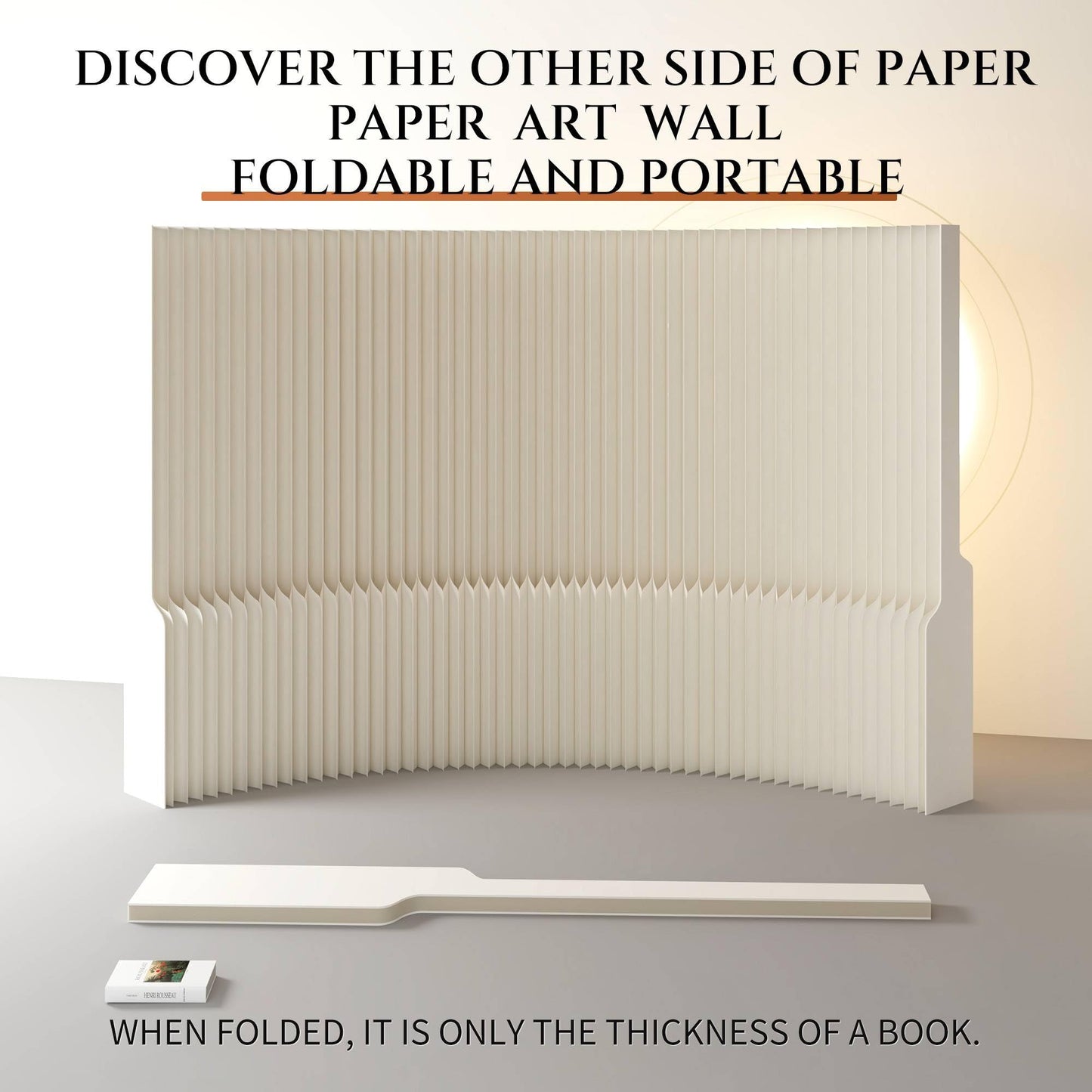 Paper Room Divider，Folding Privacy Screen, Portable Paper Room Partition, Accordion wall Divider for Dorm Office Studio Exhibition Salon (6.6'W x 5.3'H)