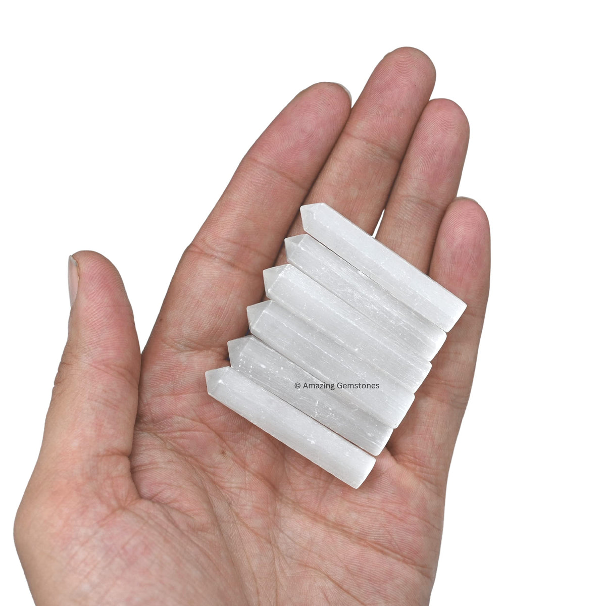 Amazing Gemstone Selenite Crystal Points Bulk Healing Crystals - Pack of 3 Single Terminated Healing Wand Point Bulk Crystals for Crafts, Crystal Grid, DIY Work - Premium Crystals for Beginners Gifts