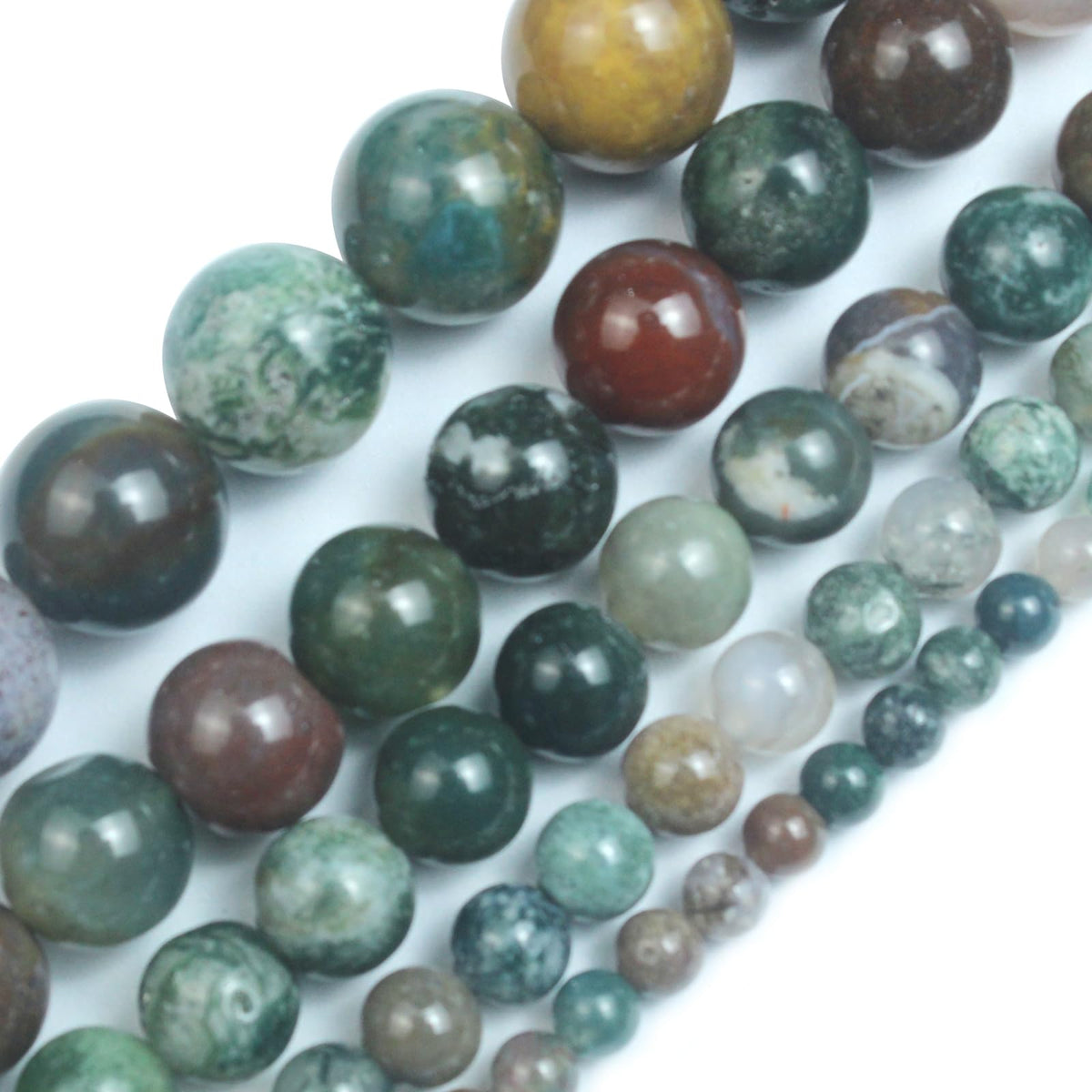 Cynbpm Gemstone Indian Agate Stone Round Loose Charms Kits for Jewelry Making Supplies Adults Women Bracelets Beads 15" 1 Strand 6mm