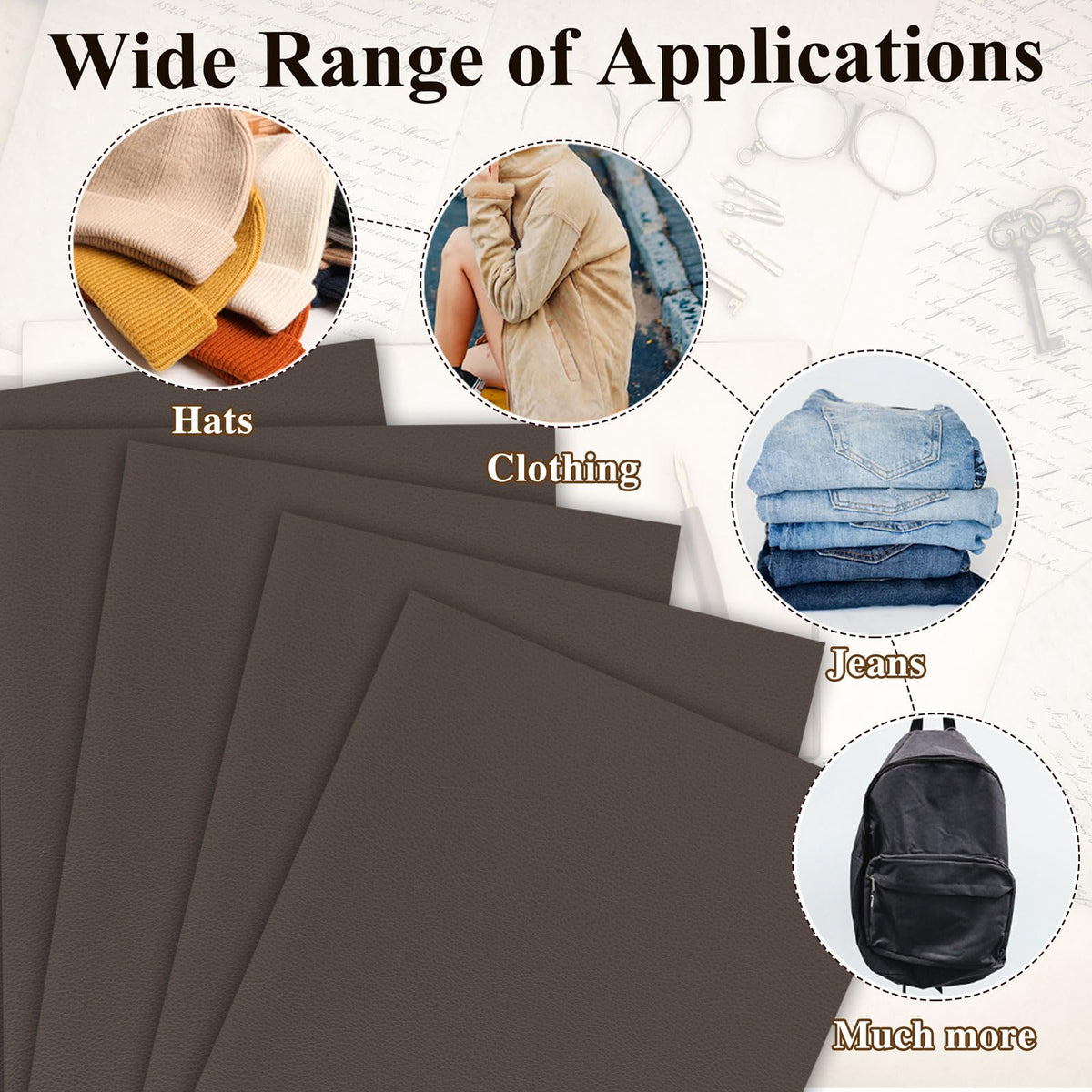 5 Pack Laserable Leatherette Sheet Faux Leather Laser Engraving Leather Blank Hat Patches with Heat Press Adhesive for Laser Engraving DIY Hat Cap Beanie UV Printing Craft Supplies (Taupe)