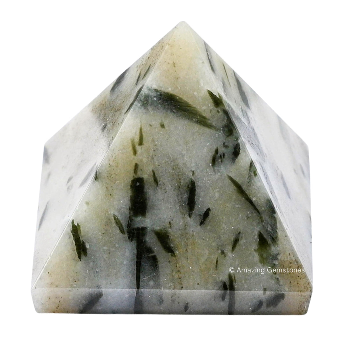 Amazing Gemstone Green Tourmaline in Quartz Pyramid Crystal Healing Stones - 2" Great Pyramid Figurine of Natural Stone Pyramid for Meditation, Reiki, Chakra Balancing and Crystal Pyramids Grid