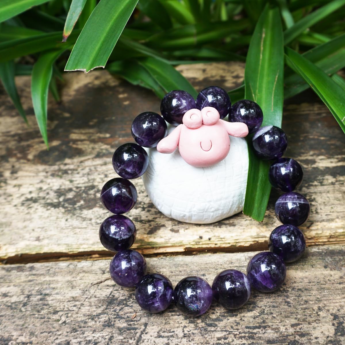 TaHLga 14MM Amethyst Bracelet for Men | Natural Third Eye & Crown Chakra Crystal | Fits for about 7.5" Wrist | Emotional Healing Spiritual Gift for Talismans & Amulets & Talismans Amulets & Feng Shui