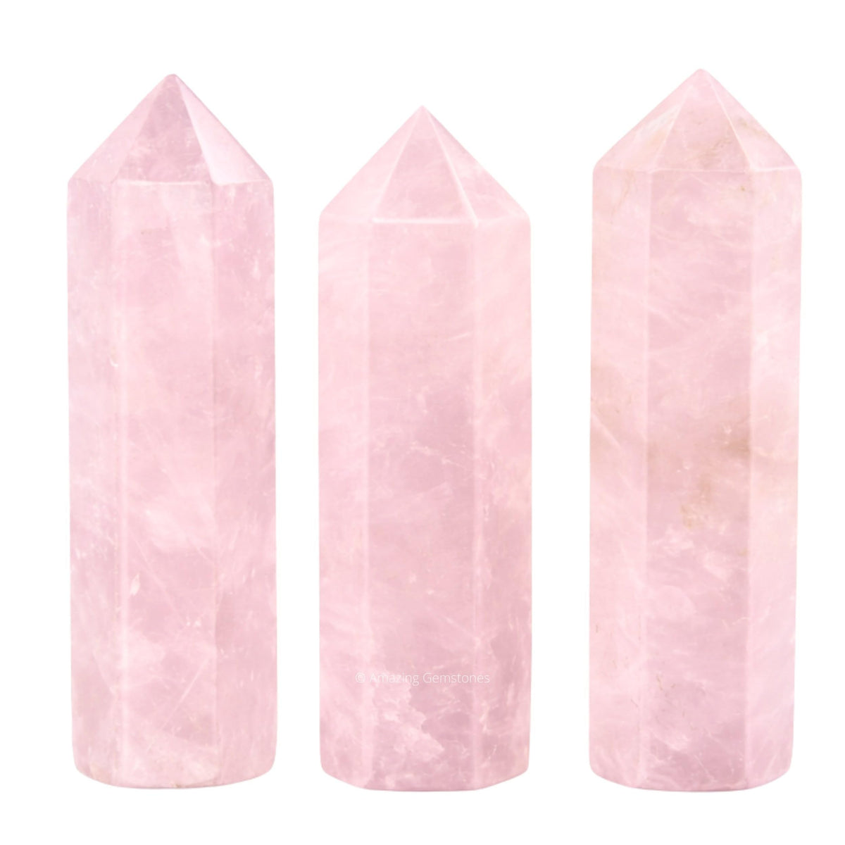 Amazing Gemstone Rose Quartz Crystal Points Bulk Healing Crystals - Pack of 3 Single Terminated Healing Wand Point Bulk Crystals for Crafts, Crystal Grid, DIY Work - Premium Crystals - Beginners Gift