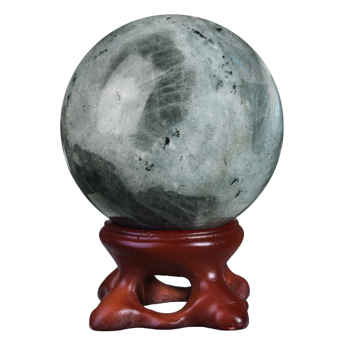 TUMBEELLUWA Labradorite Crystal Ball with Stand for Fortune Teller Witchcraft Divination, Decorative Gemstone Sphere for Home Decor, 41-50 mm