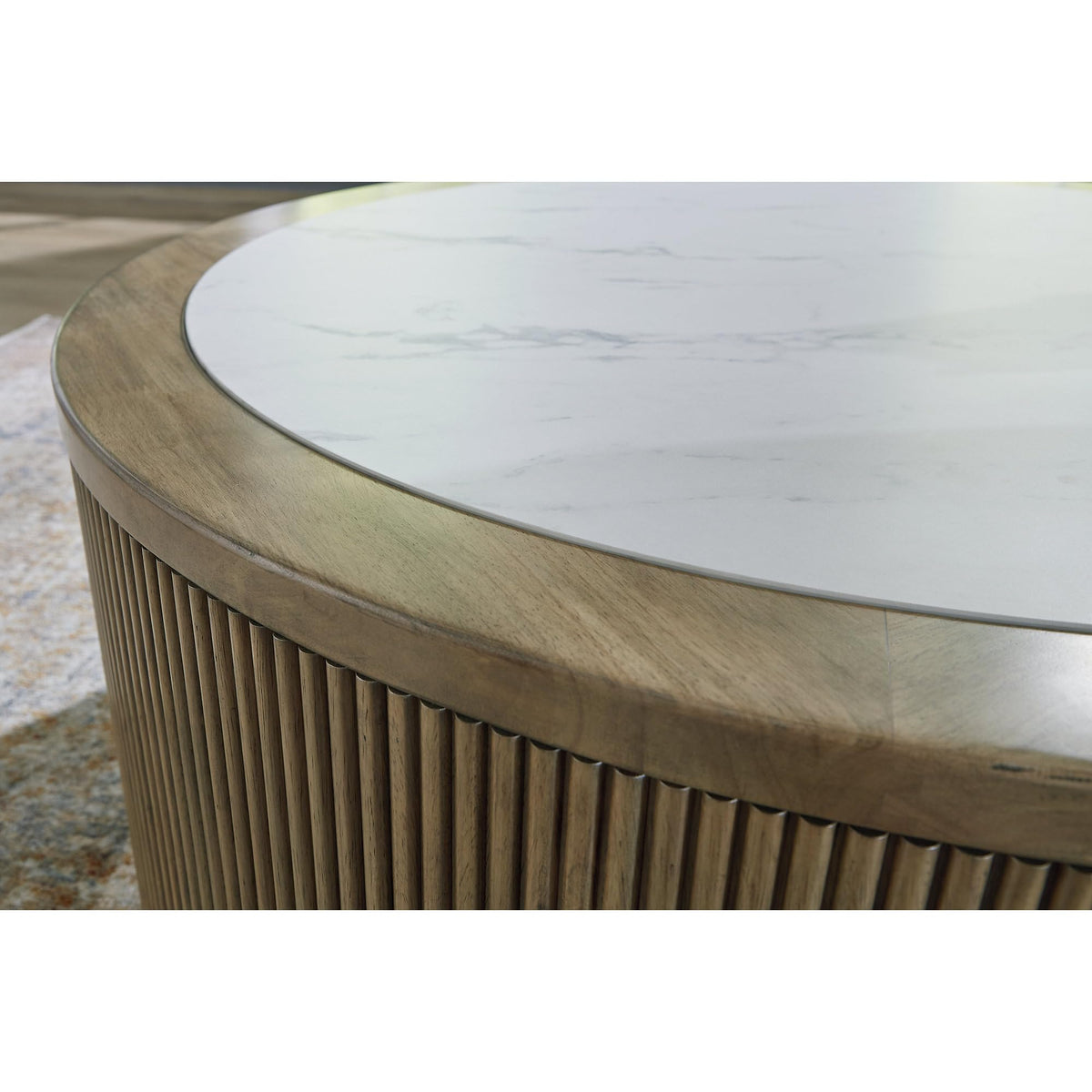 Signature Design by Ashley Camdill Contemporary Coffee Table with Wheel, Heat and Scratch Resistant, Light Brown & White