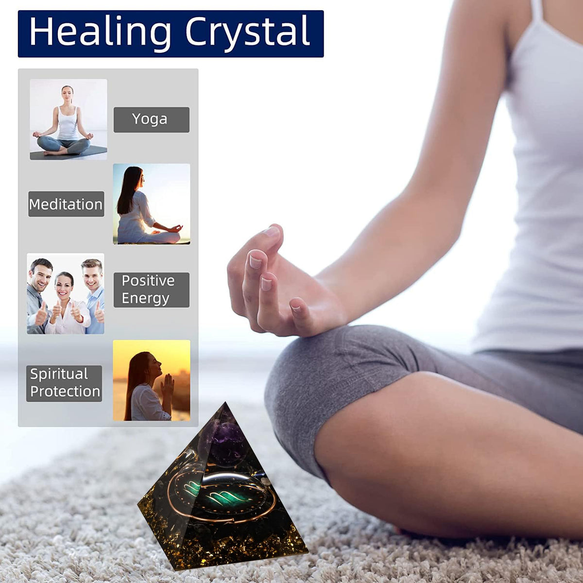 12 Zodiac Orgone Crystal Pyramid, Natural Amethyst with Obsidian,Healing Crystals Pyramid for Protection Chakra, Unique Constellation Pyramid for Positive Energy, Healing Money Health(Scorpio)