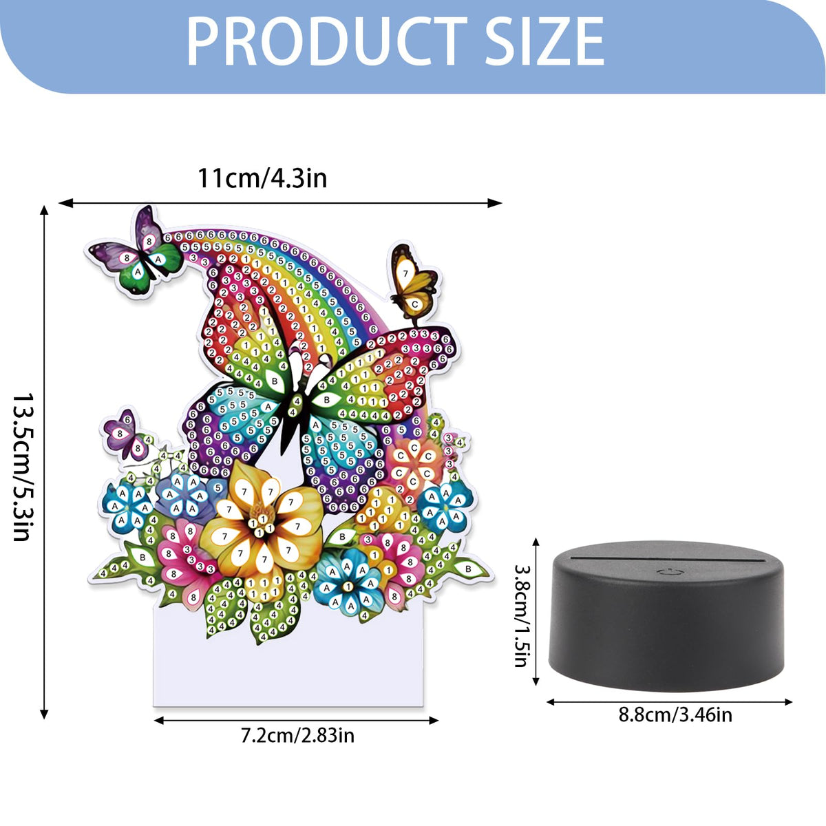 JISHSHAY Diamond Painting Night Light Diamond Art Table Lamps Gem Art LED Lights Gem Painting Desk Lamp Mosaic Kits for Adults DIY Kits for Adults with Special Drill Rainbow Butterfly Flower